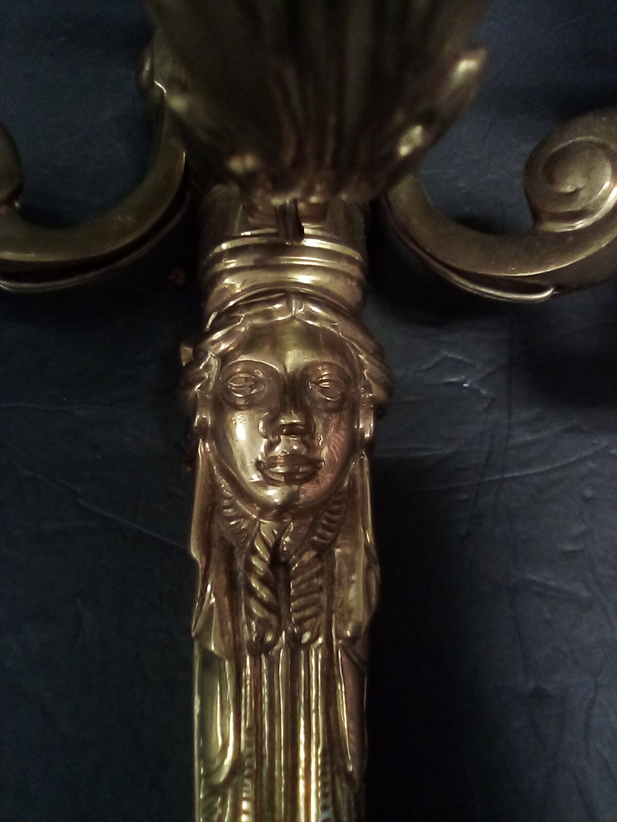 Magnificent Large Brass Ornate Wall Sconce With 3 Fixtures