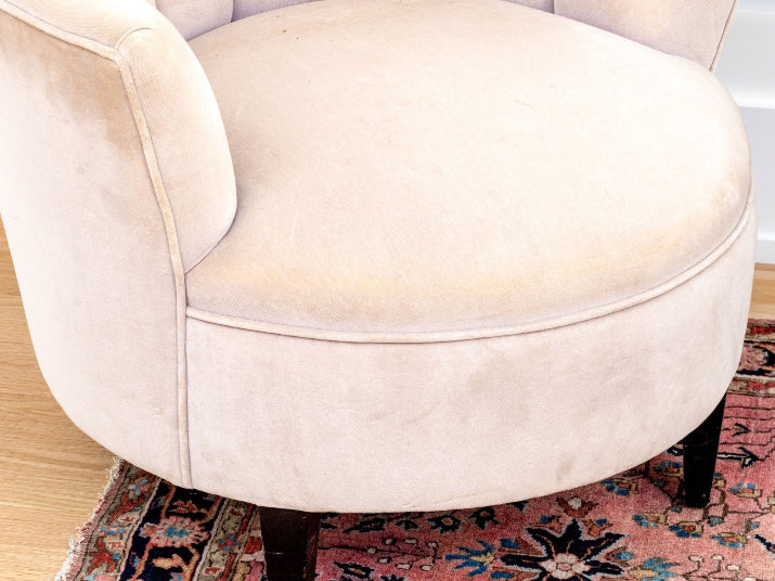 Fabulous Pair of Curved Channel Back Accent Chairs in Glamorous Art Deco flare