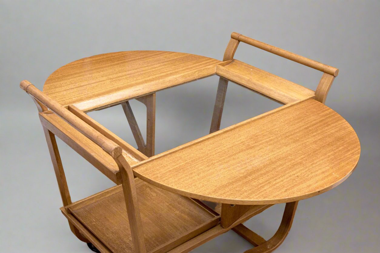 MID-CENTURY BENTWOOD DROP-LEAF TEA CART ATTRIB. EDWARD WORMLEY FOR DUNBAR