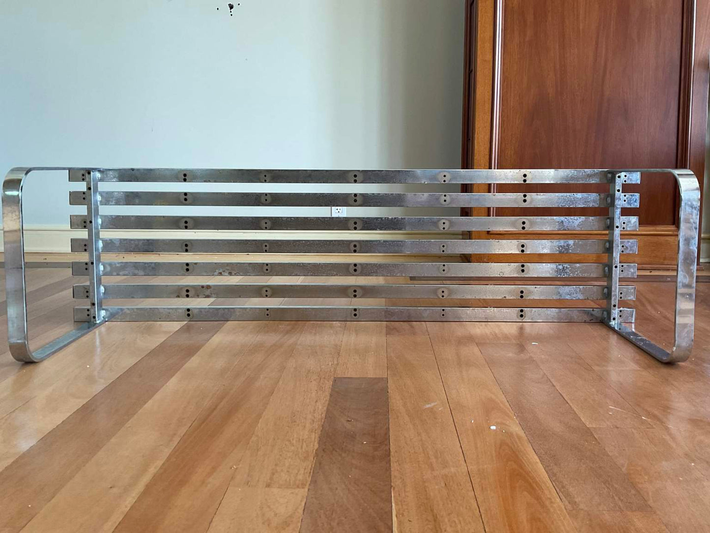 Vintage Milo Baughman Chrome Slatted Coffee Table Bench for DIA