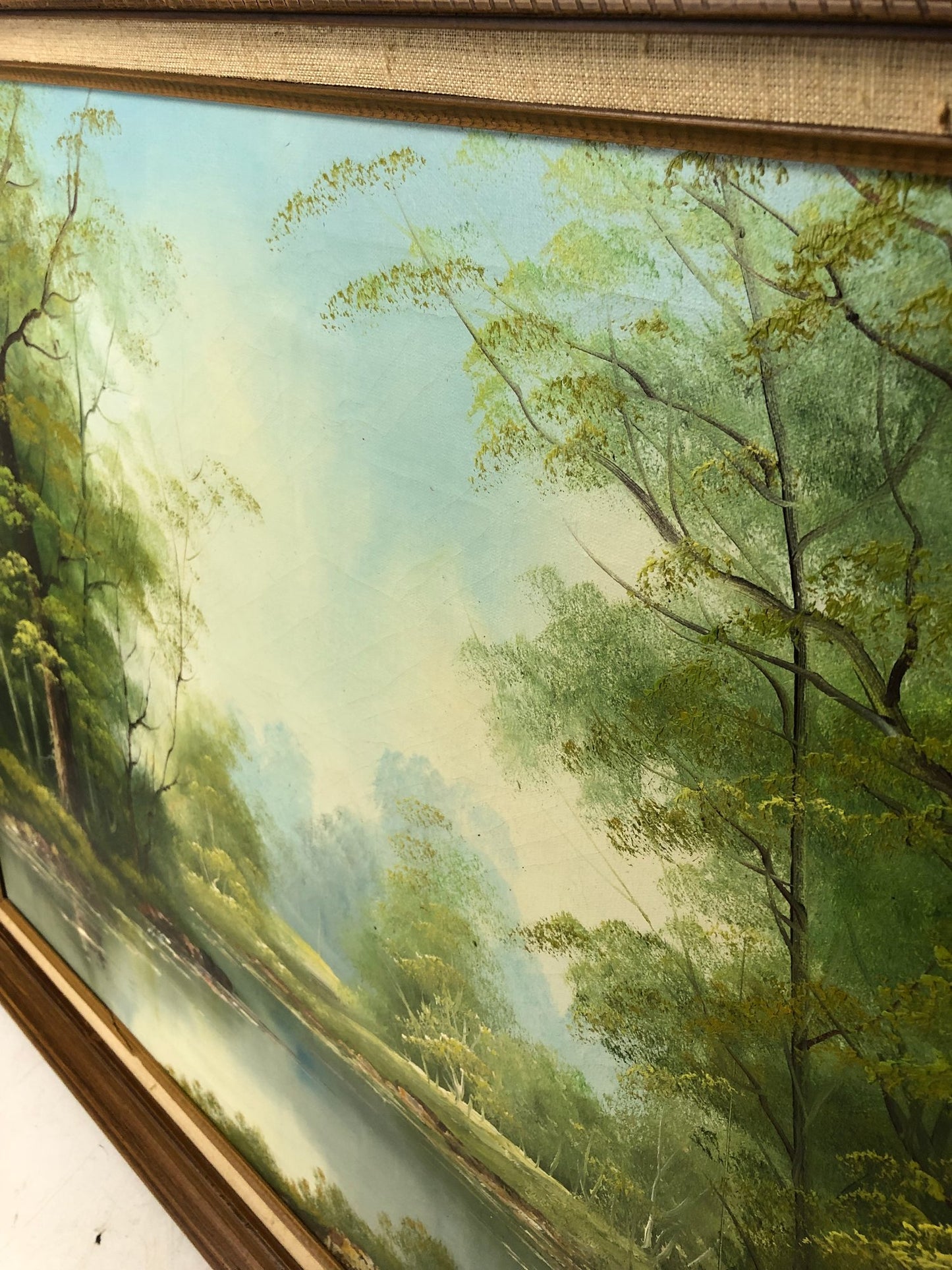 Woodland River Landscape Oil On Canvas Painting, Signed T. Williams