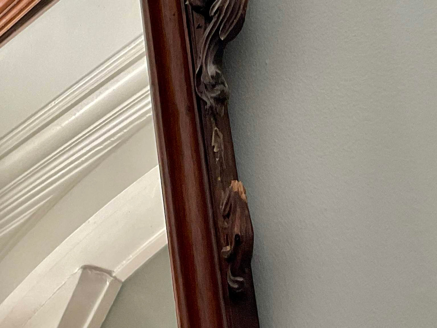 Vintage Dark Wood Baroque Style Mirror