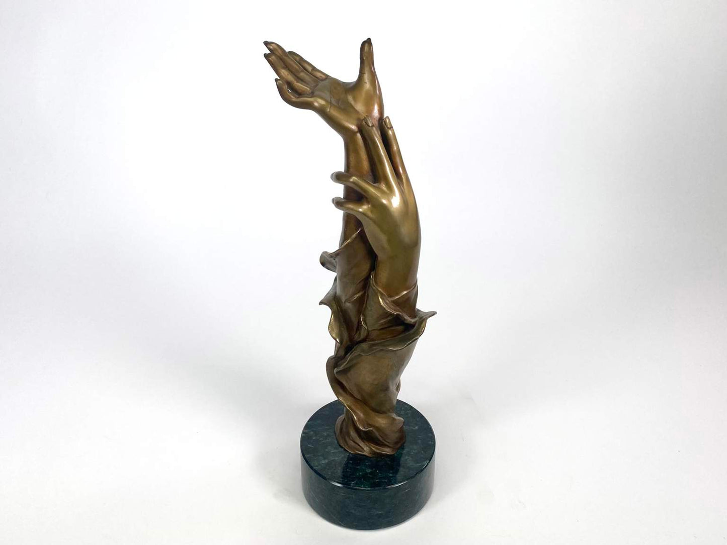 Elegant Bronze Hand Sculpture on Marble Base Signed