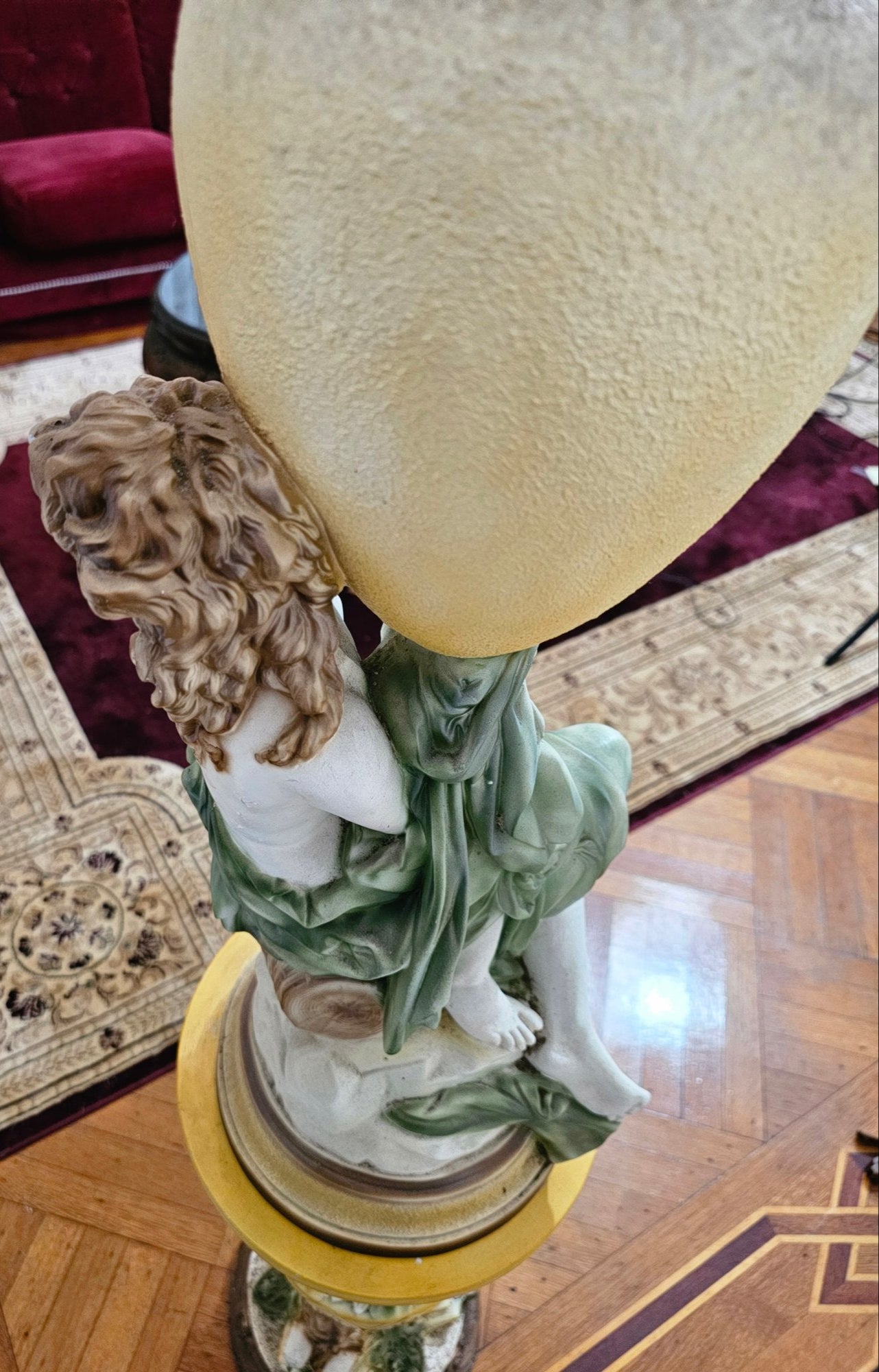 Spectacular Large Italian Plaster Pedestal And Vase