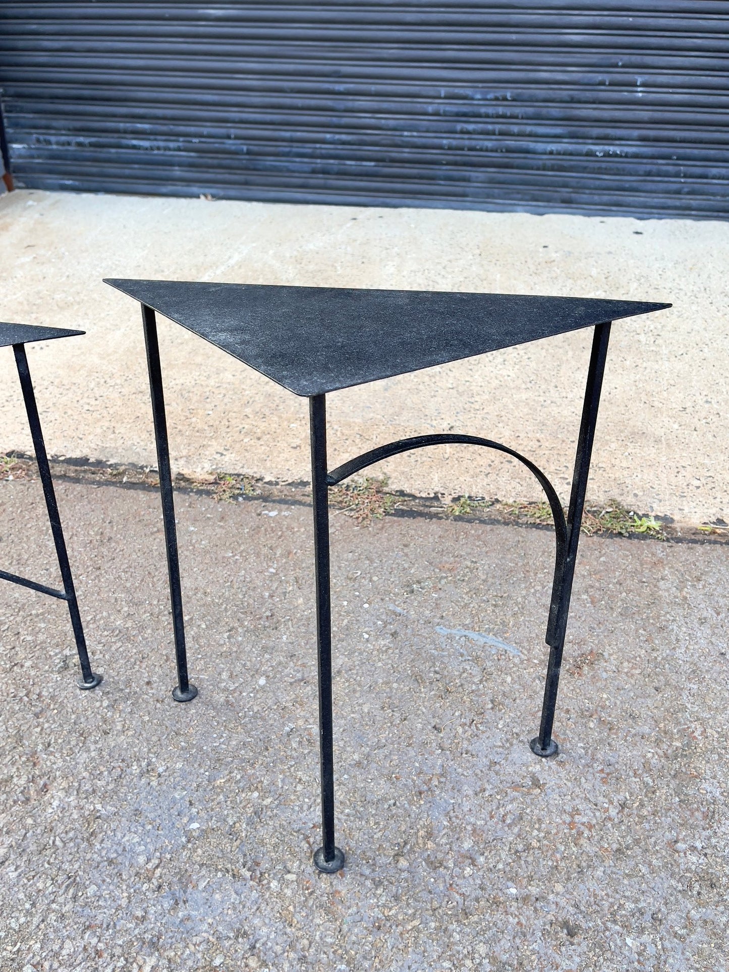 Pair Of Triangular Postmodern Iron Nesting Tables