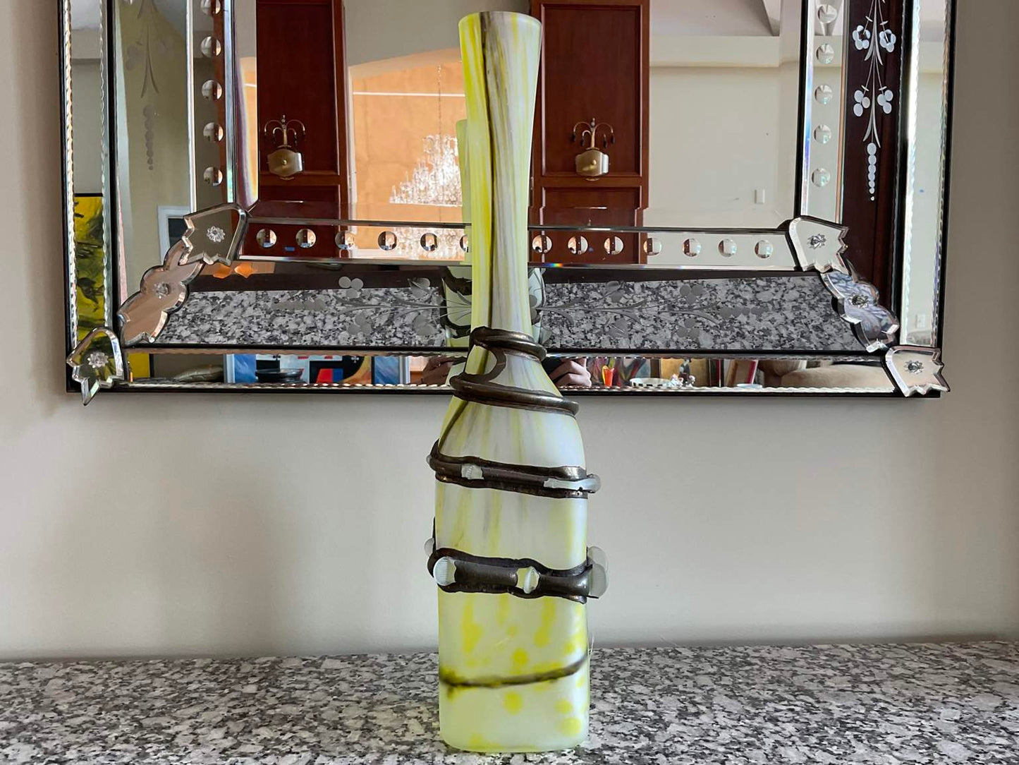 Hand Blown Murano Art Glass Vase, Unsigned