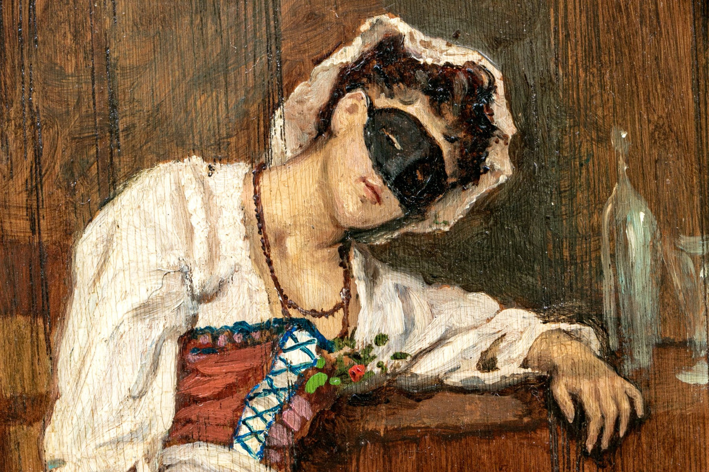 August Bompiani (Italian, 19th C.) Oil On Panel, "After The Bazz"