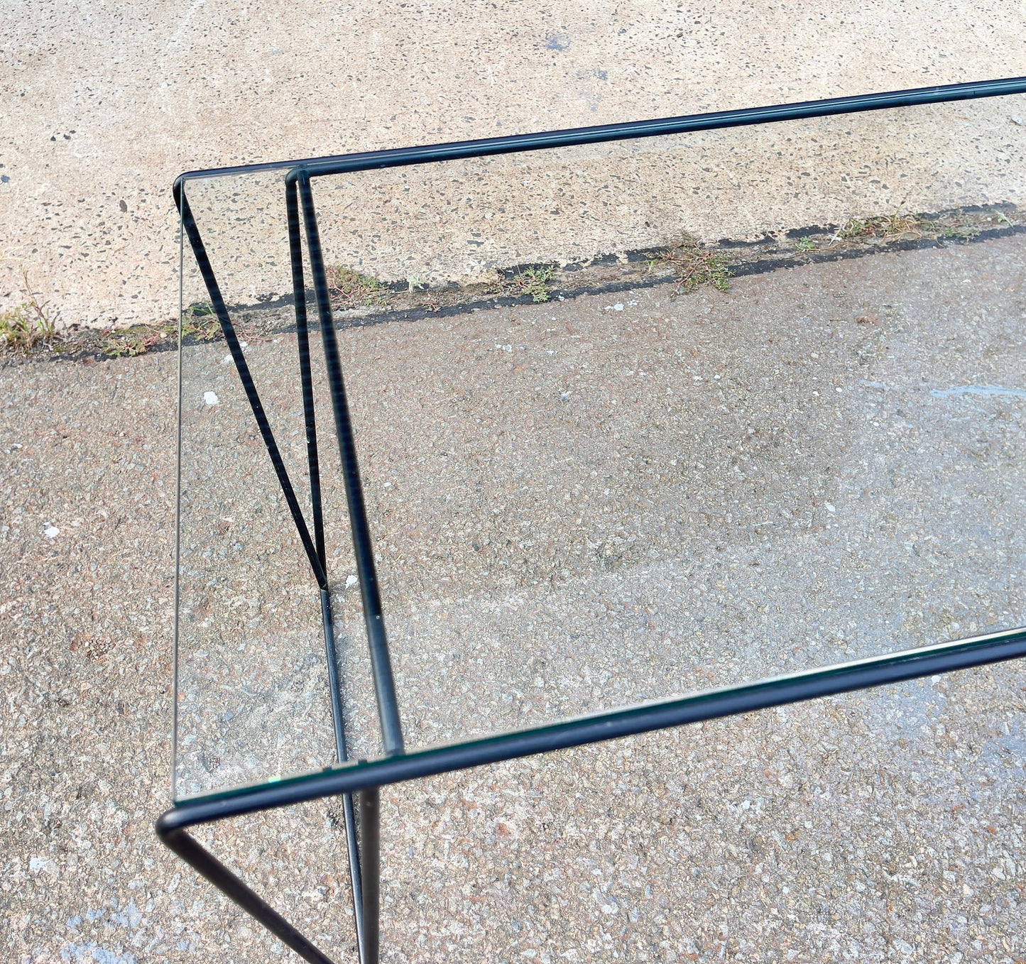 Vintage Metal And Glass Top Coffee Table Sauze Style