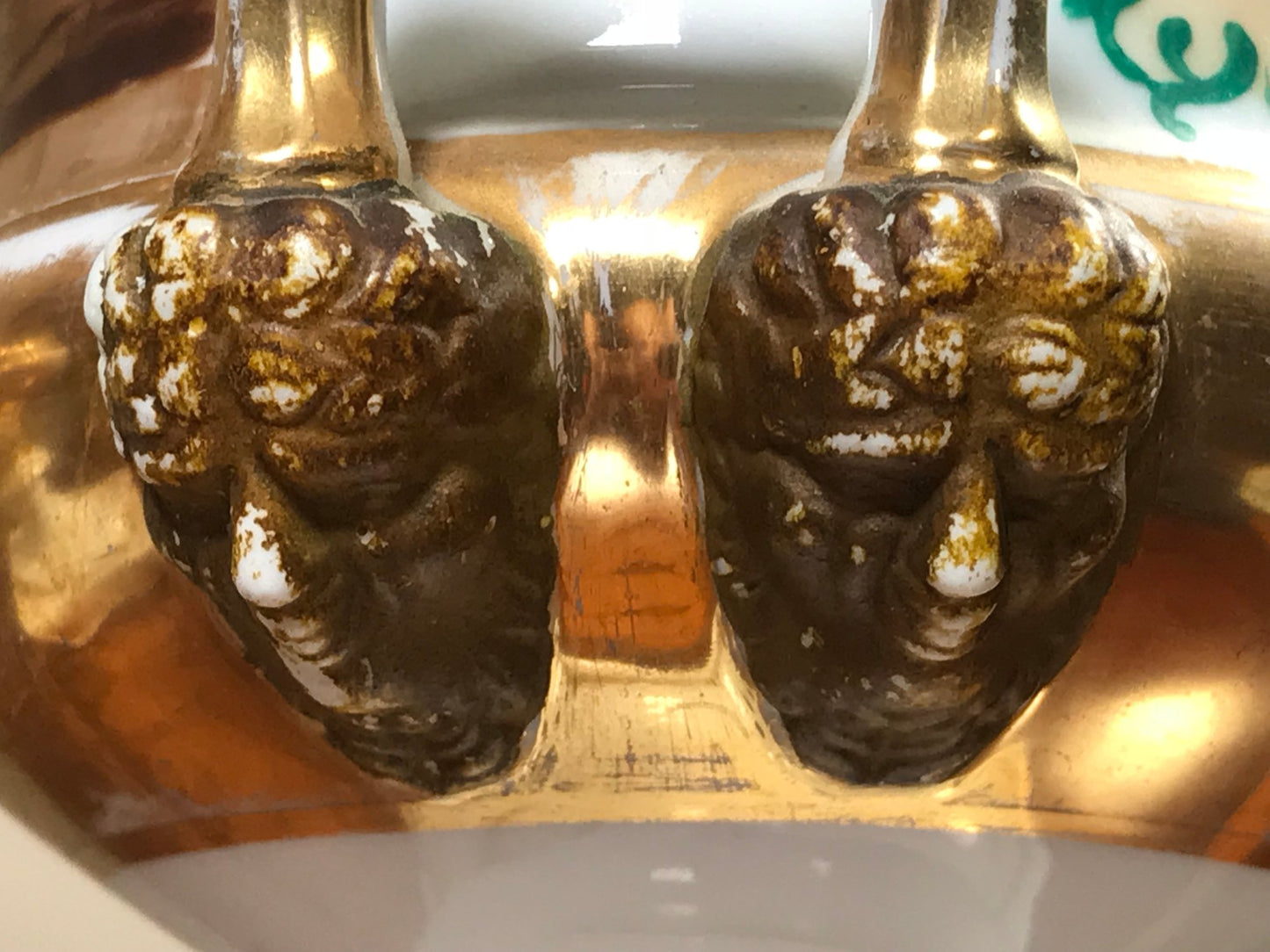 Lovely Pair of Antique Old Paris (Vieux Paris) Gilted Urns early 19th c.