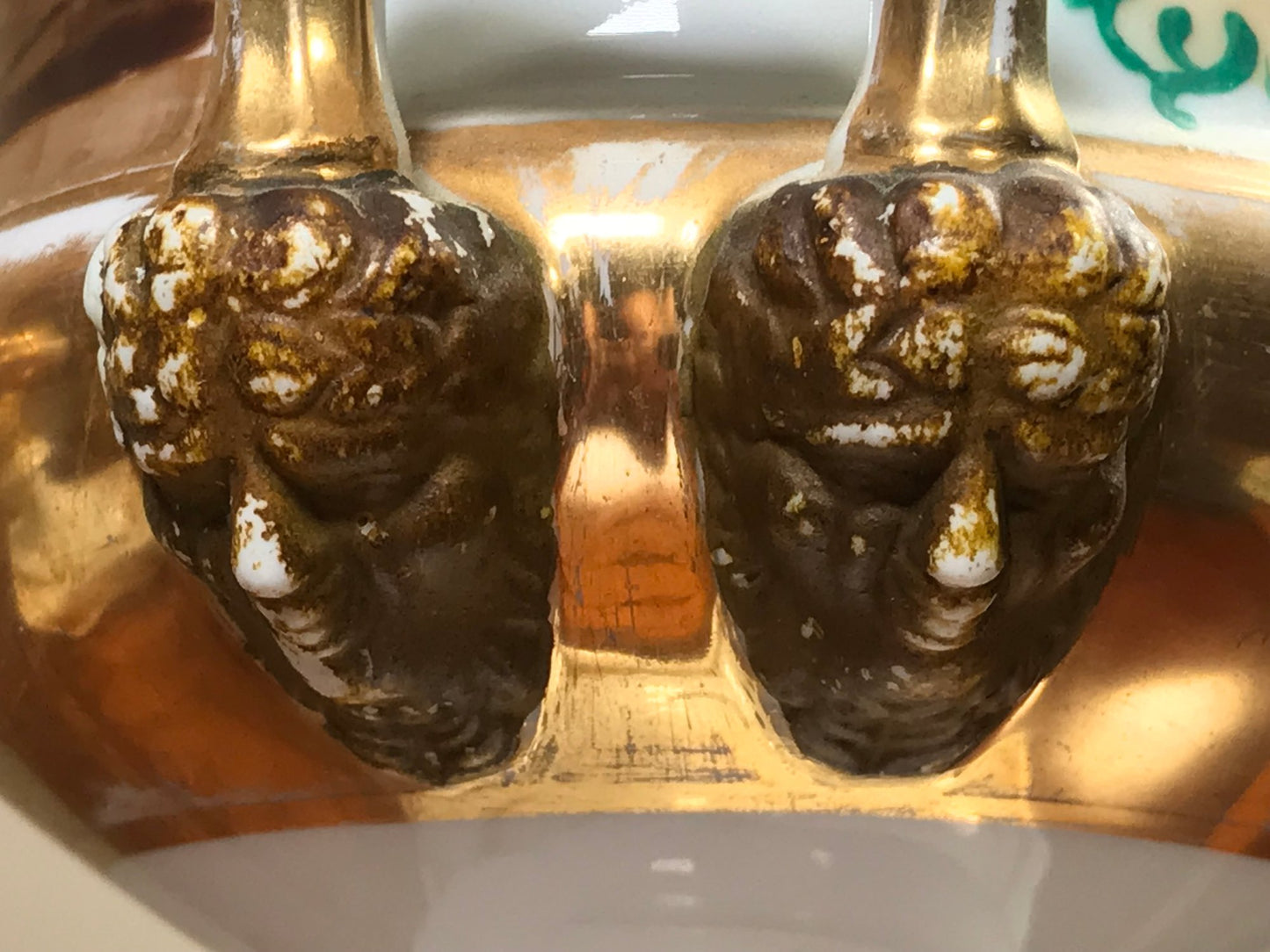 Lovely Pair of Antique Old Paris (Vieux Paris) Gilted Urns early 19th c.
