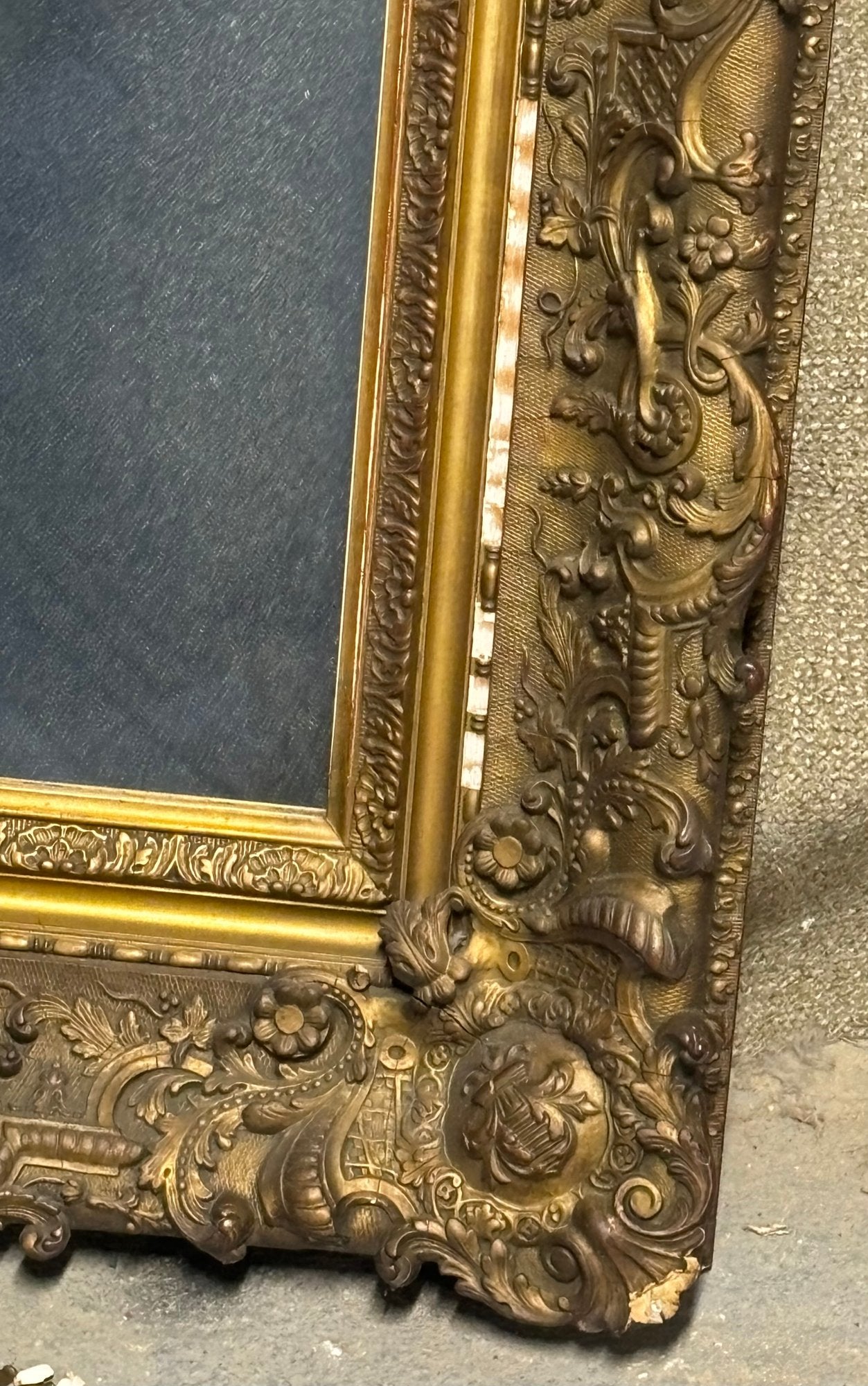 Stunning Antique Carved Gold Ornate Wood Frame Mirror 53" X 41"