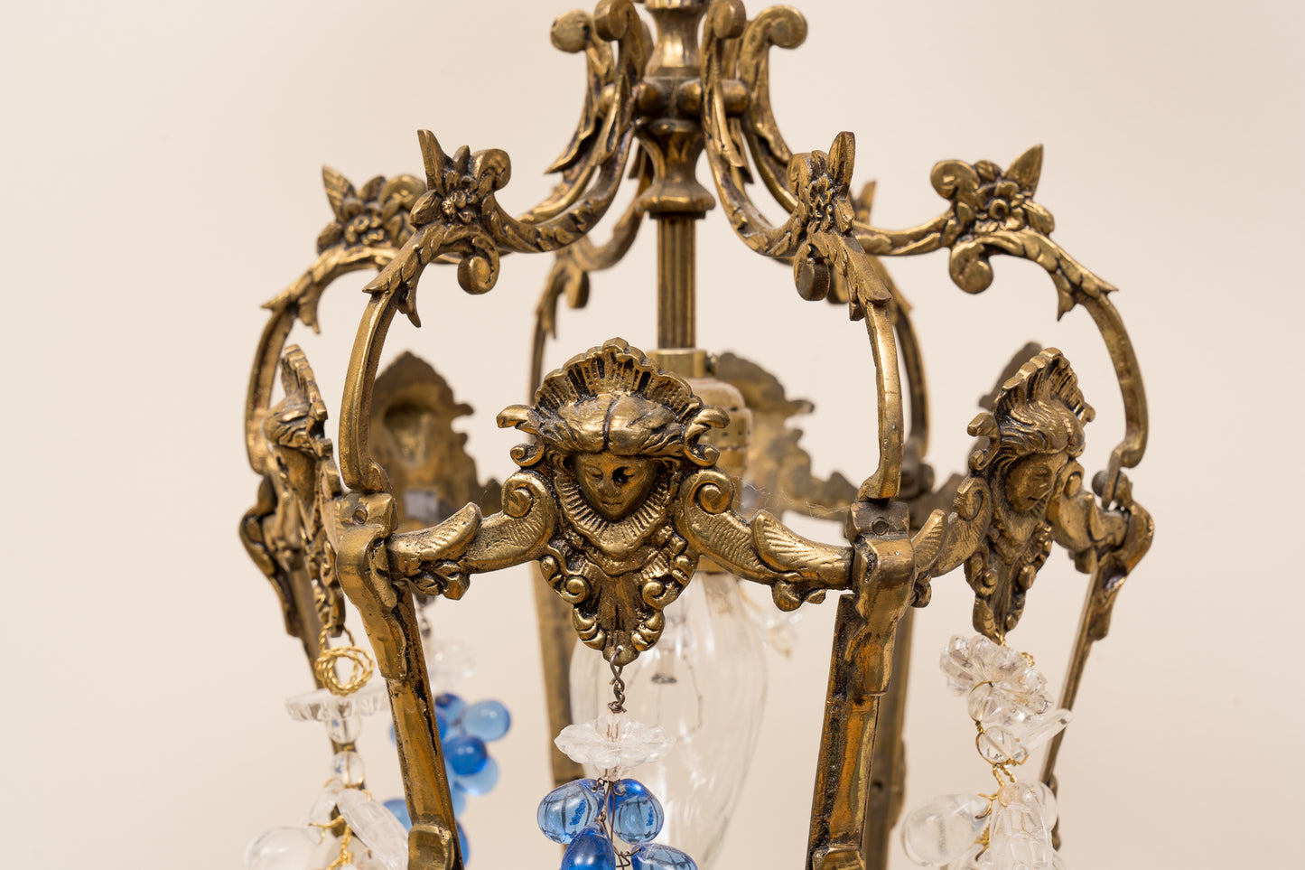 Vintage Rare Petite Italian Chandelier With Bunches Of Glass Grapes