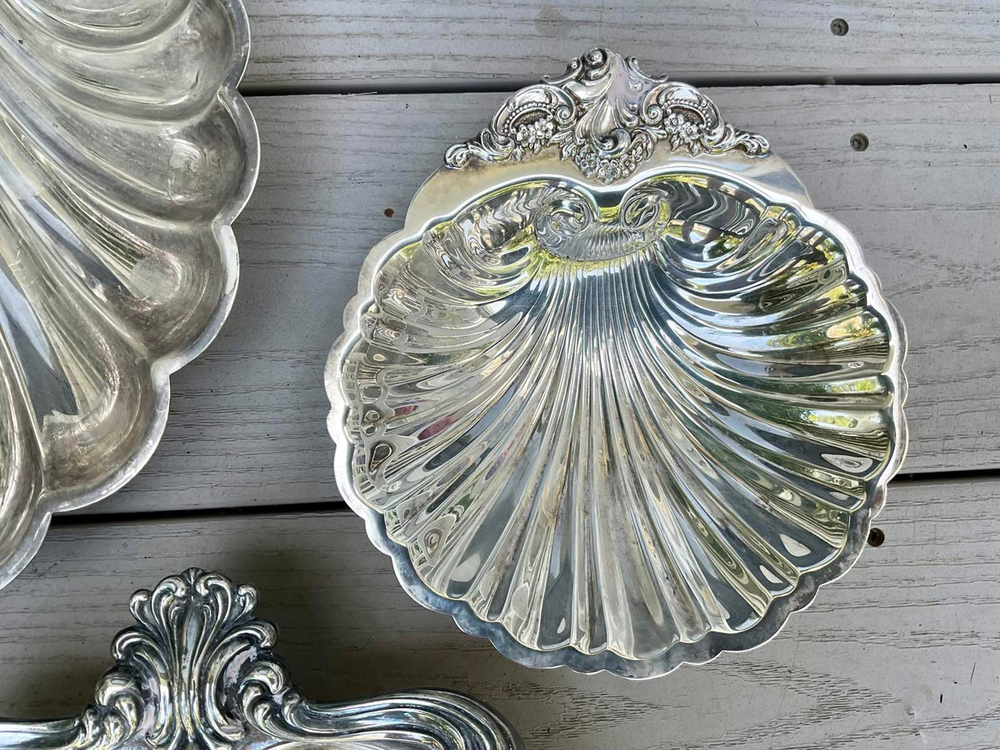 Collection of Five Scallop Form Silver Plate Dishes