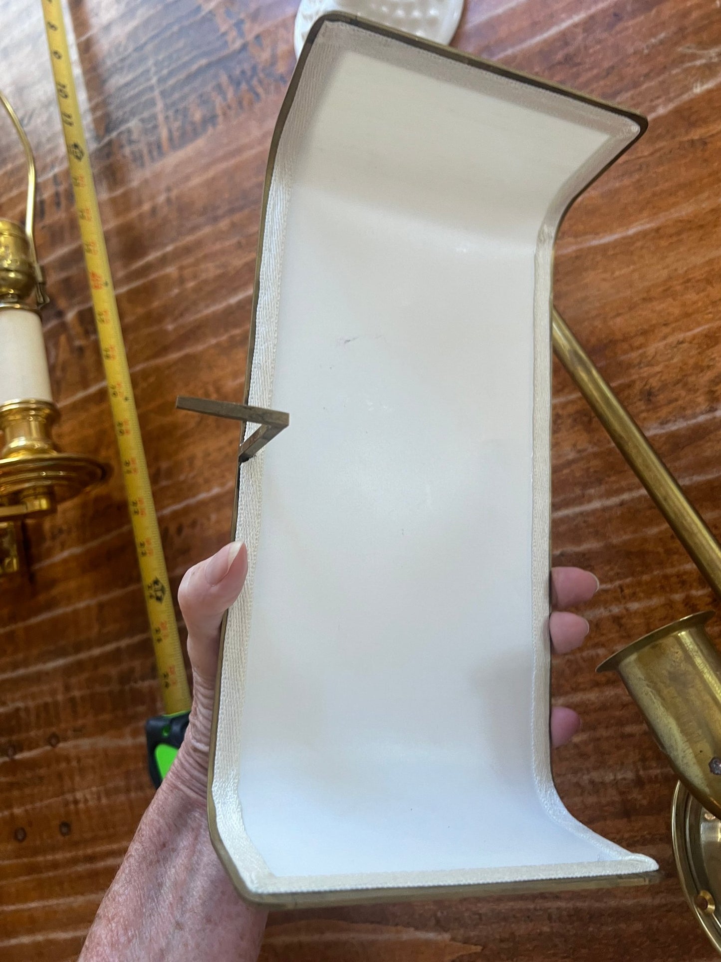Pair of High Quality Italian Custom Made Brass Wall Sconces With Shades