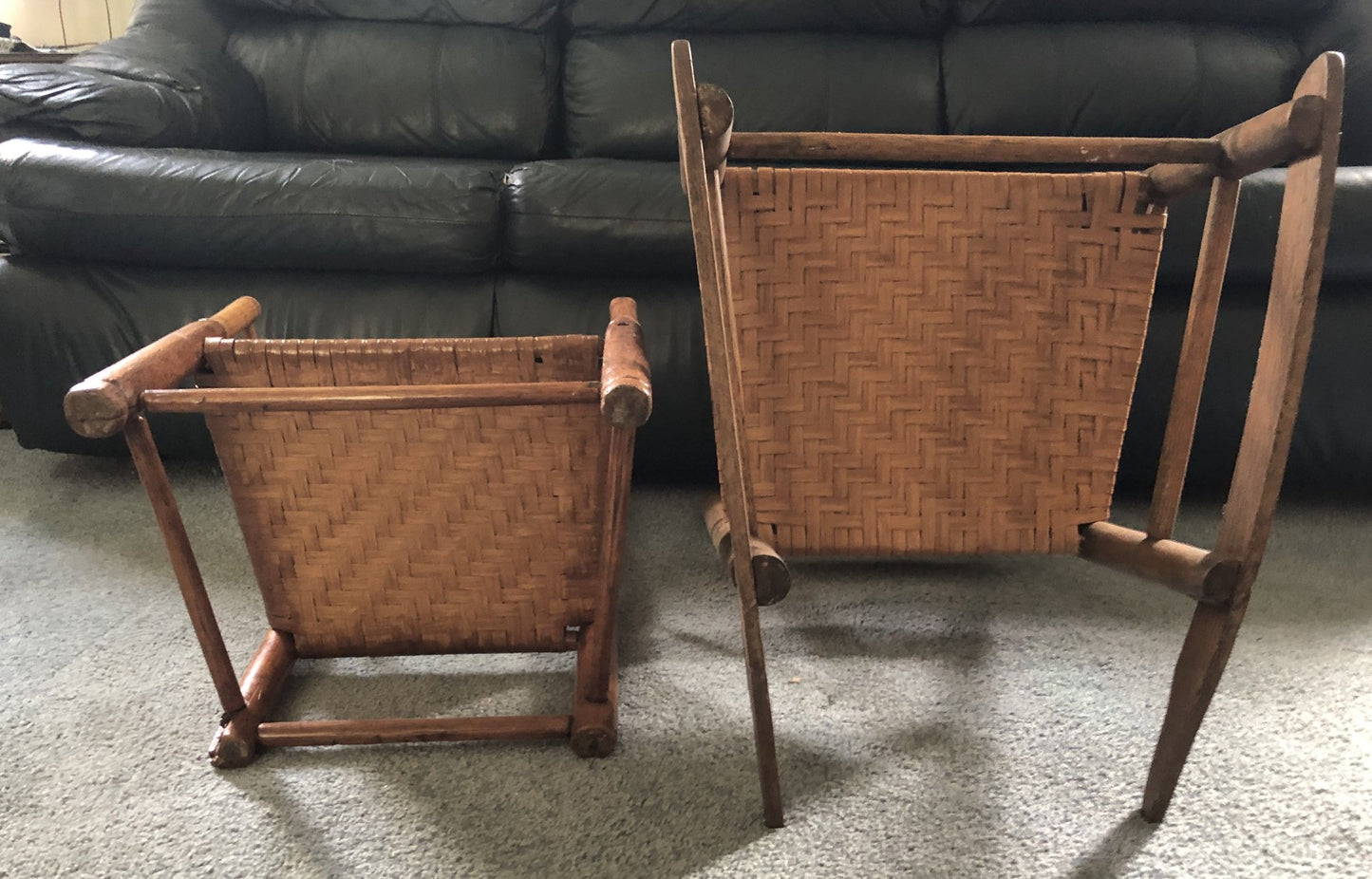 2 Antique Child Chairs w/ Cane Seats- 1 is a rocker