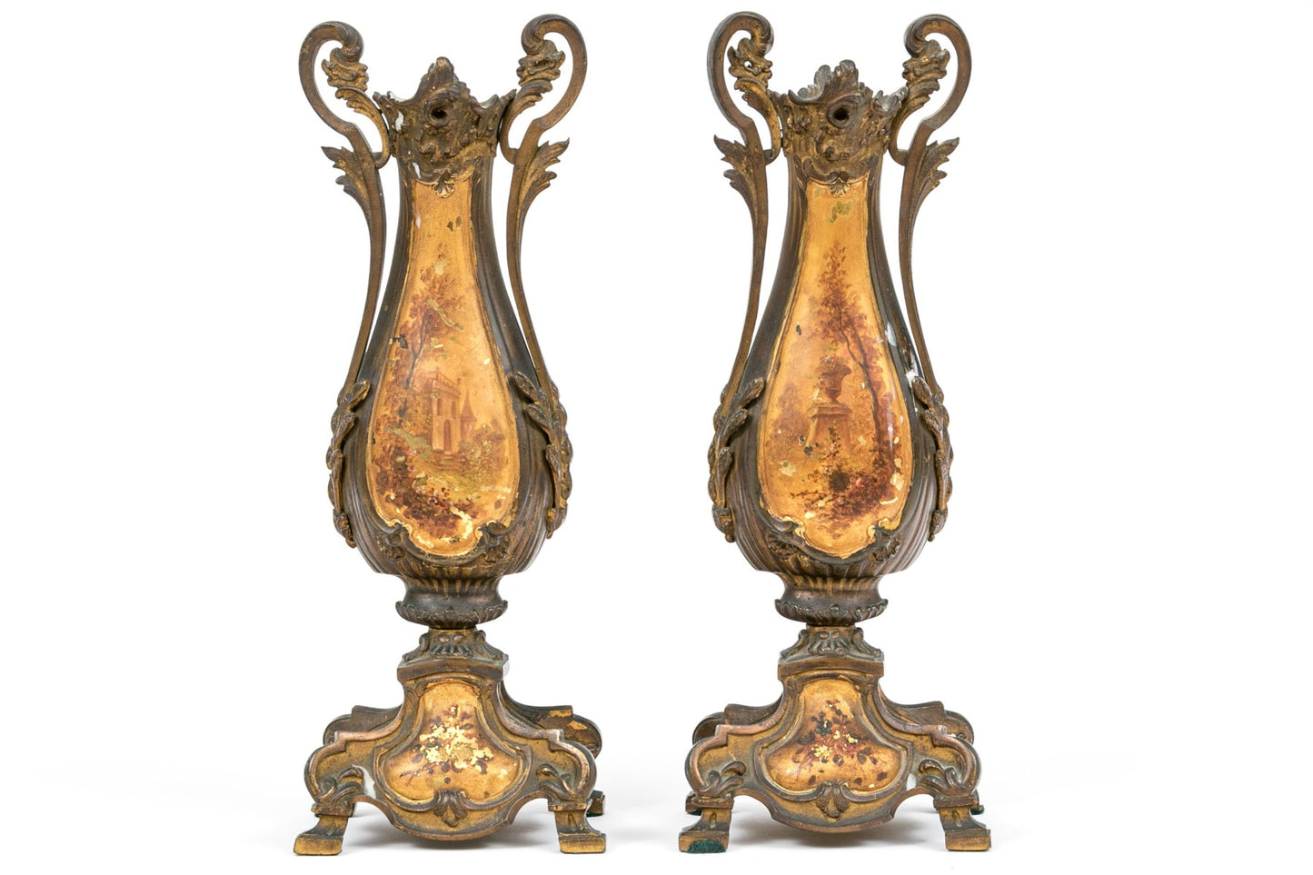 A pair of beautiful and elegant gilt bronze Ormolu candlestick holders c.1800, French