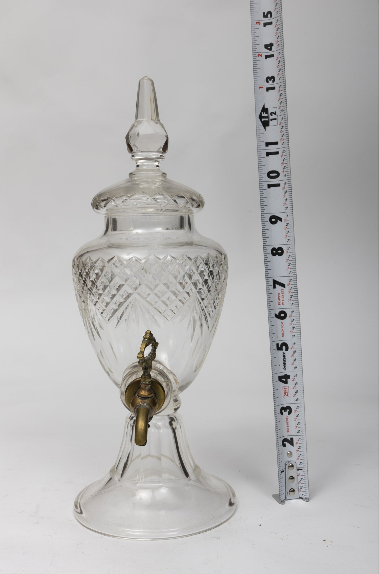 Antique French Cut Crystal Tall Decanter With Spigot