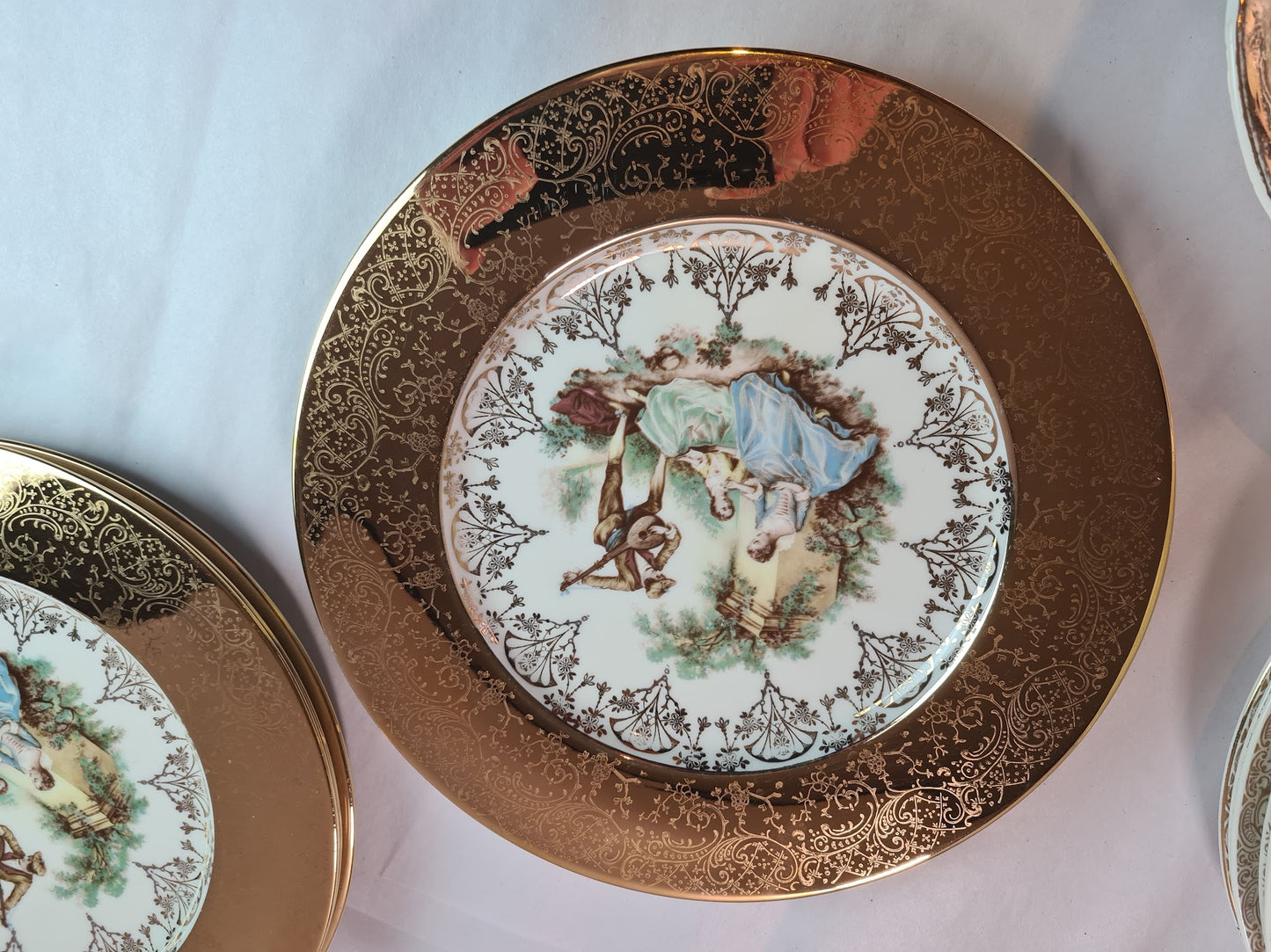 Vintage Joh Peters Le Petite Dinner Plate 6pcs & W. S. George Radisson Gold Gilt Bowl