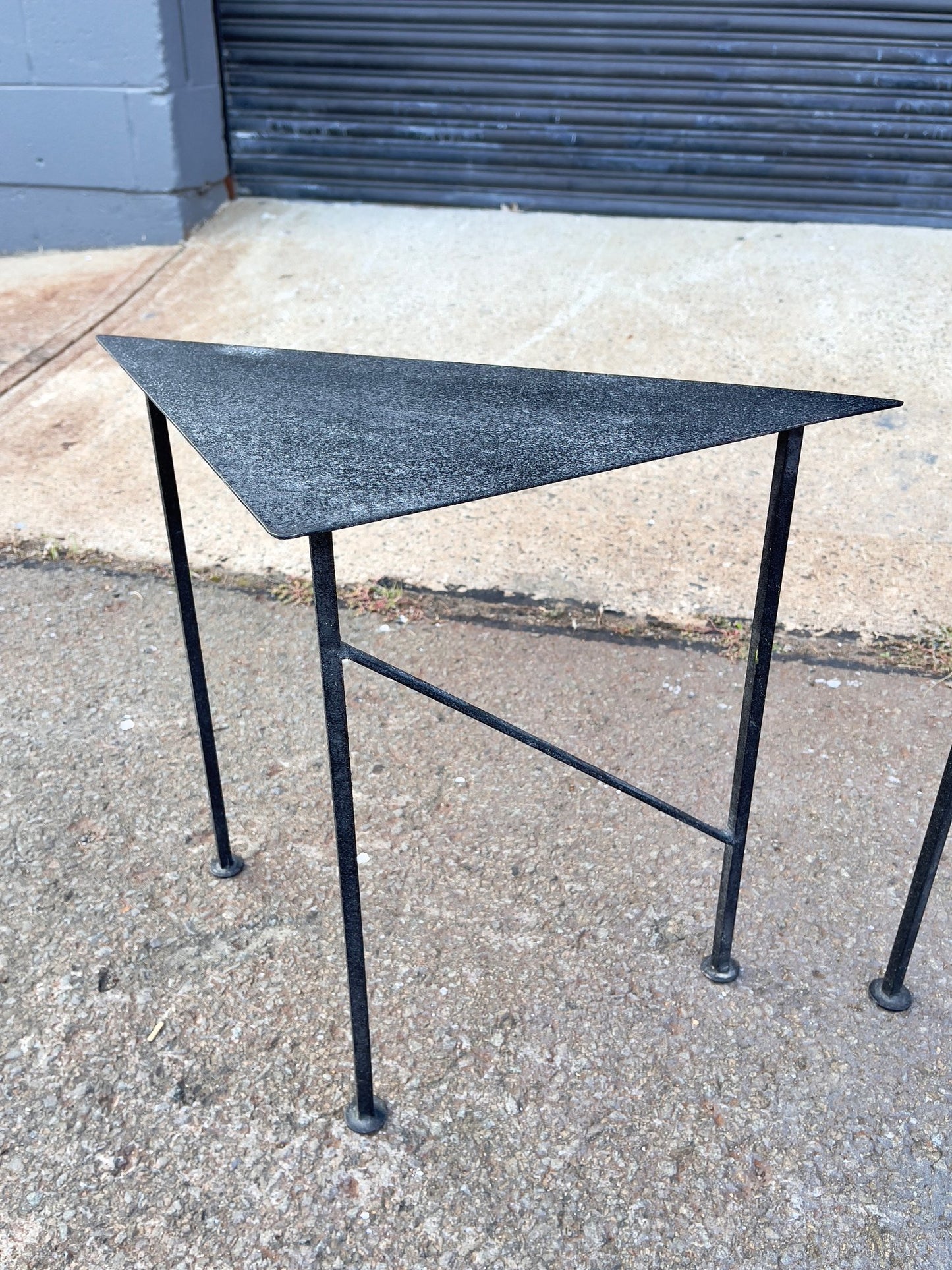 Pair Of Triangular Postmodern Iron Nesting Tables