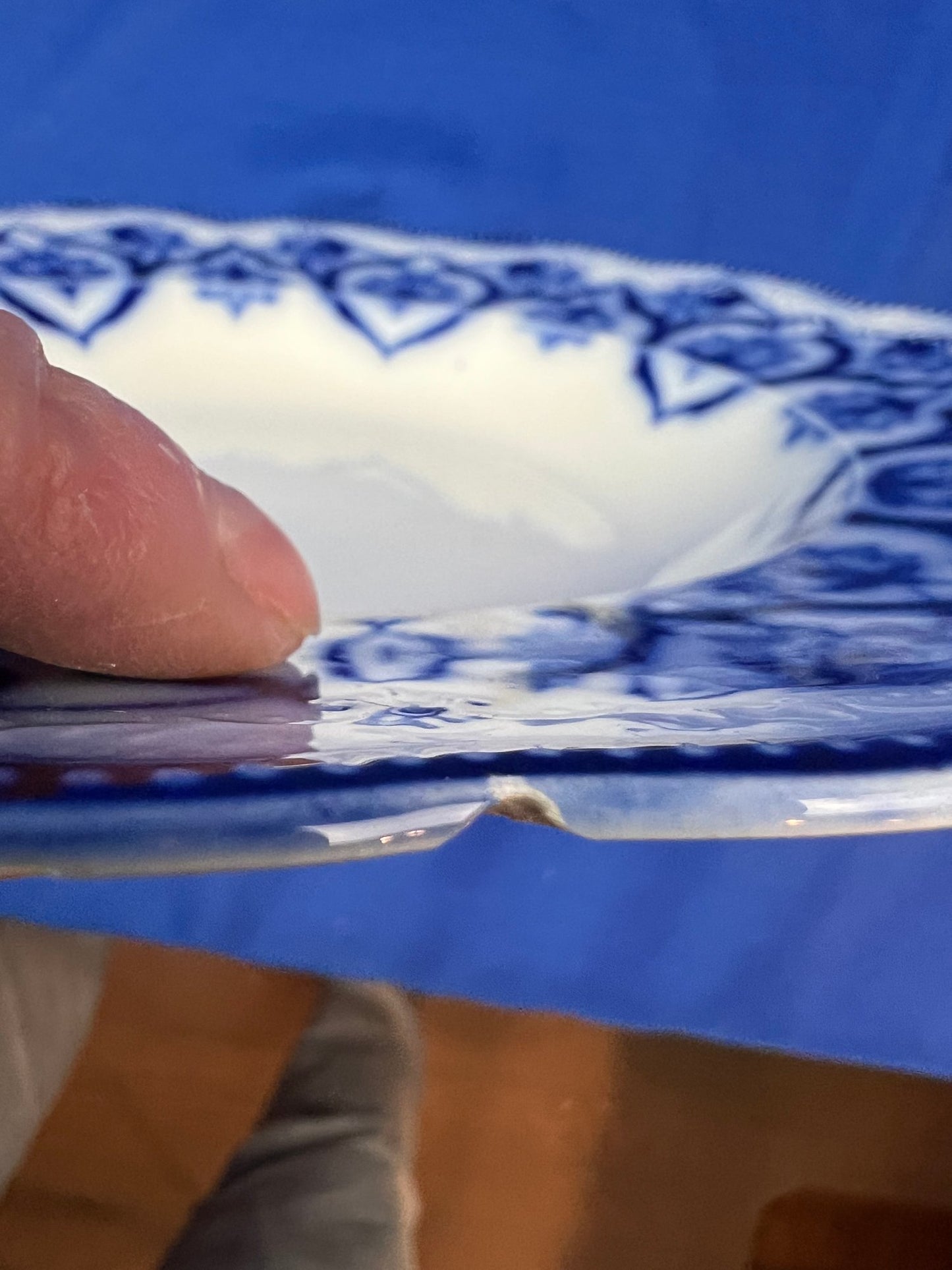 Antique Grindley Haddon Flow Blue Rimmed Bowl - Signed On Base