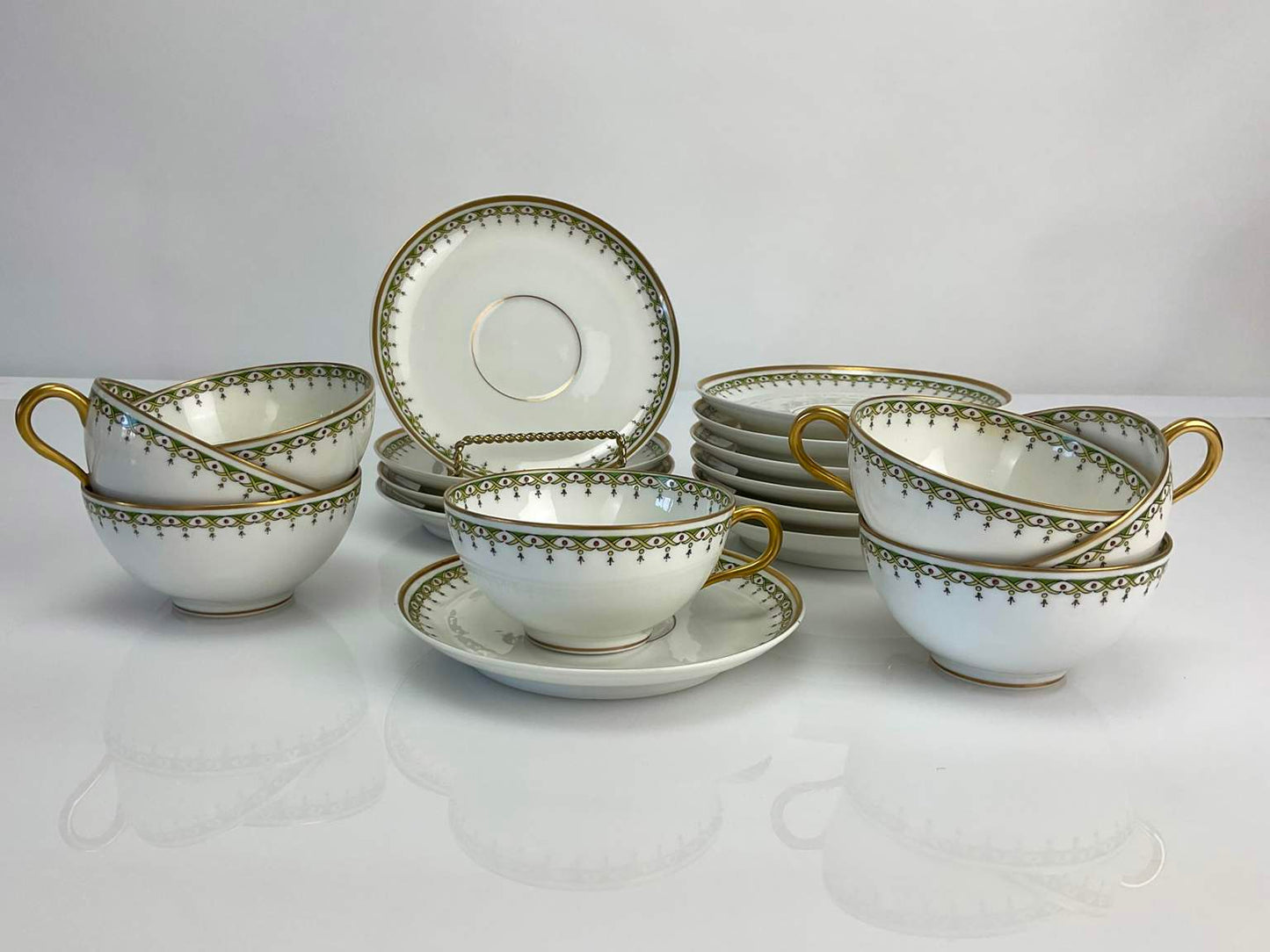 Vintage Old Abbey Limoges Cups & Saucers - 18 Pieces