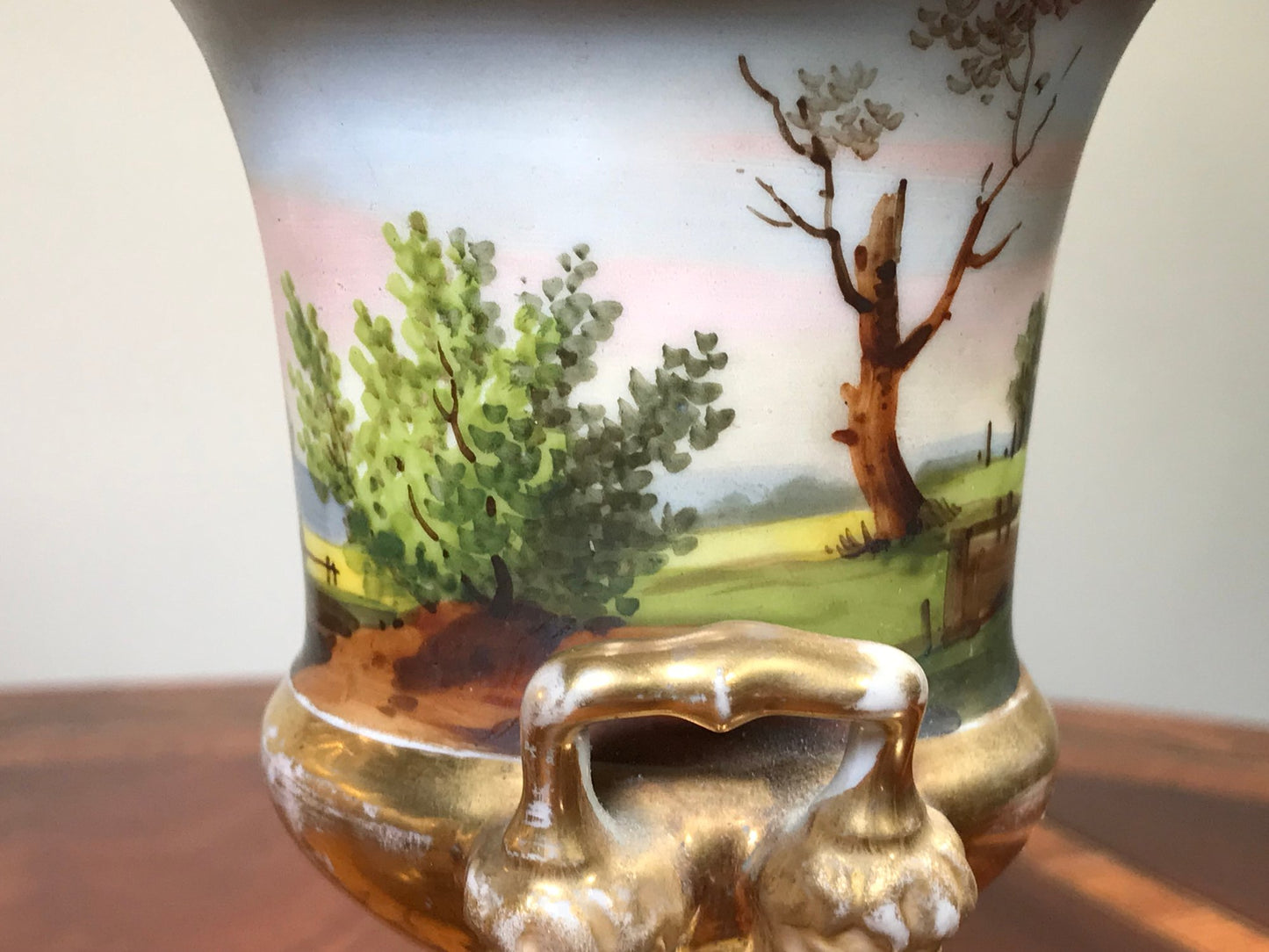Antique 19th Century Urn, Porcelain de Paris Hand Painted and Gilded