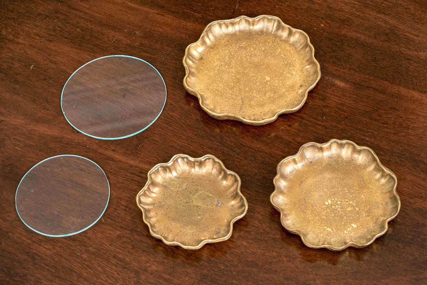 Vintage Tiffany Studios Bronze Collection Of Three Nut Bowls