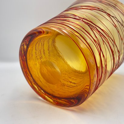 Vintage Durand Threaded Amber Art Glass Champagne Wine Cooler