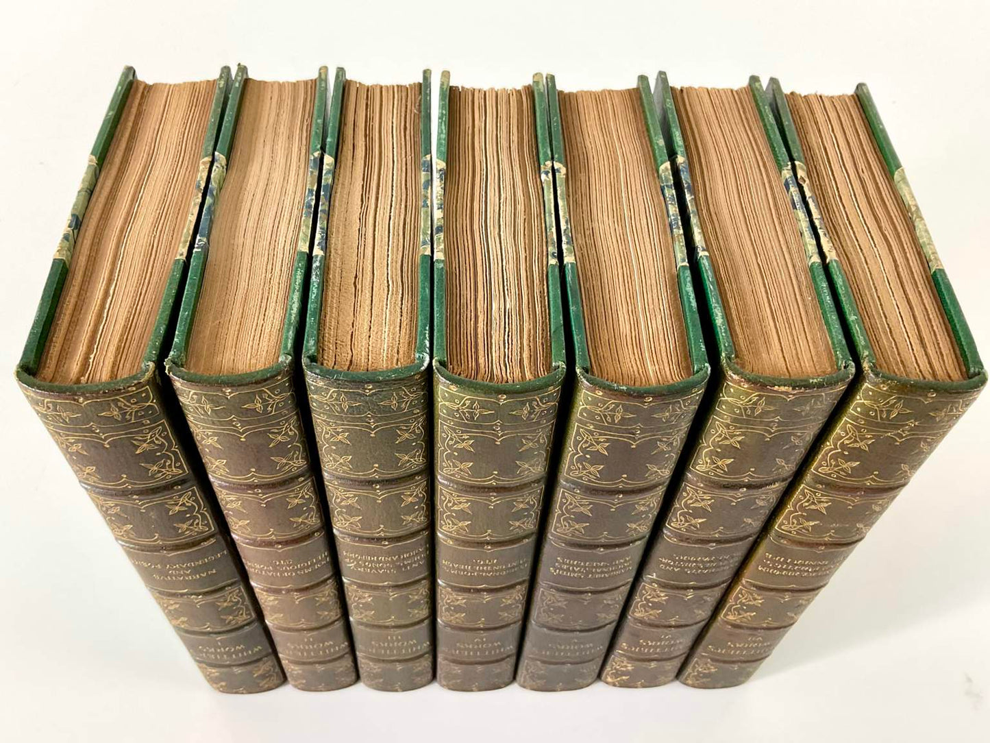 Antique John Greeleaf Whittier Complete Writings, 7 Volume Complete Set