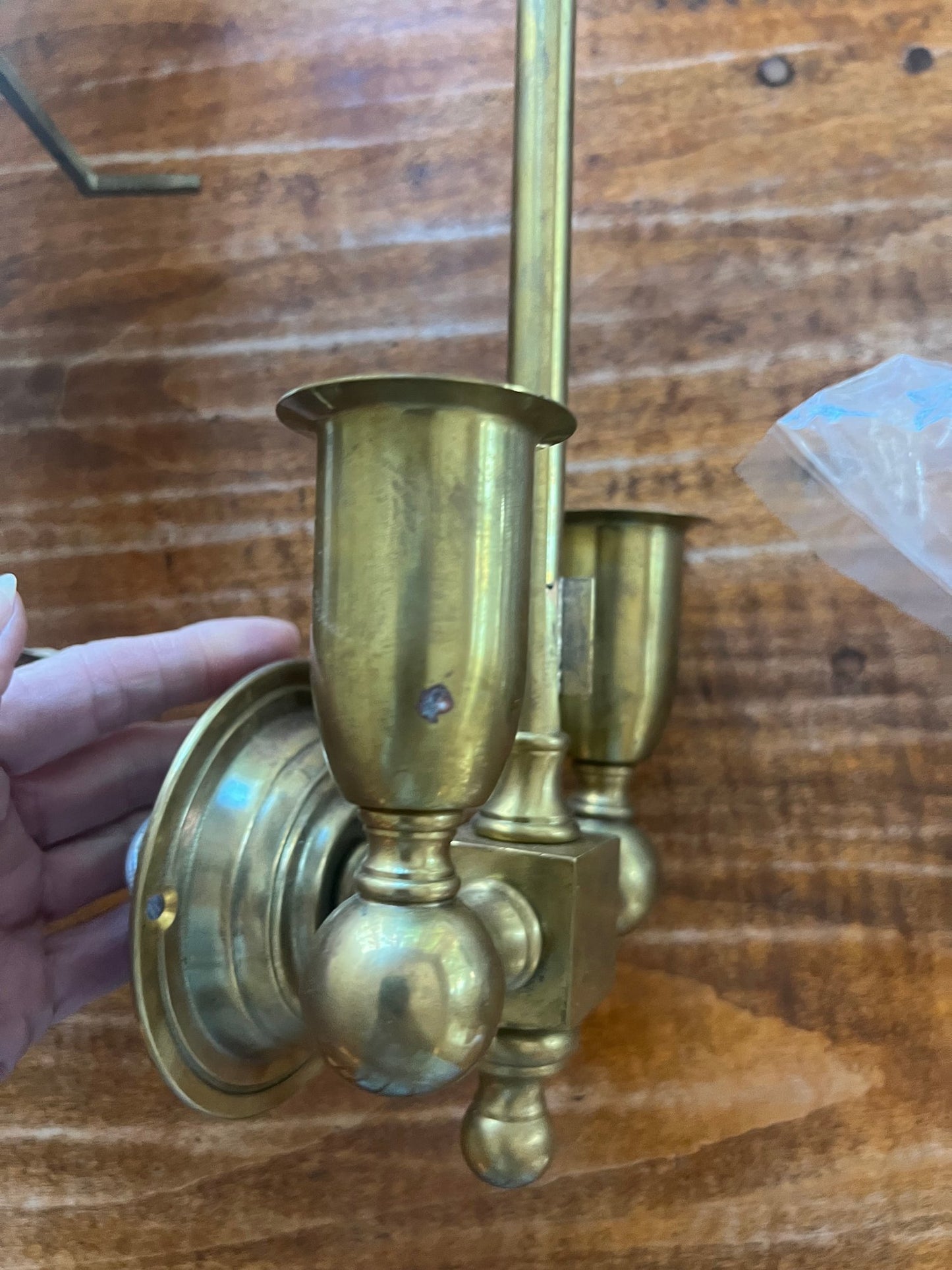 Pair of High Quality Italian Custom Made Brass Wall Sconces With Shades