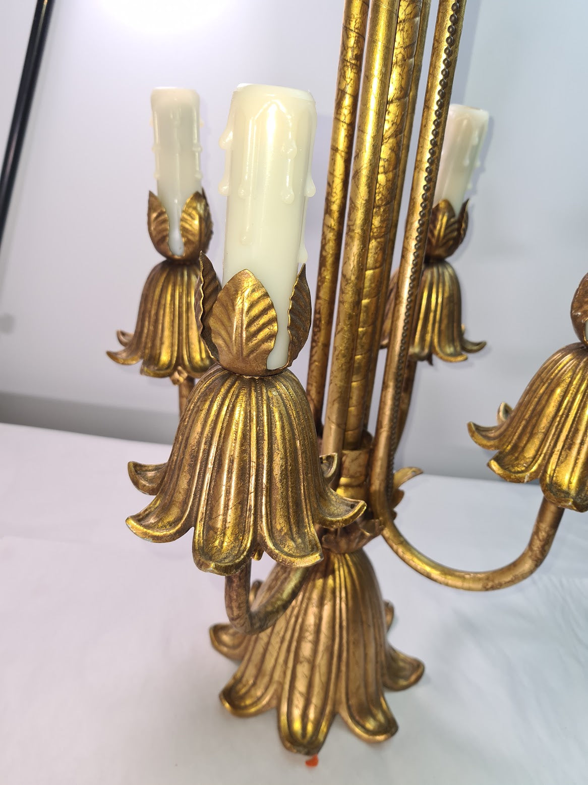 Unique French Gilded Bronze 5 Light Antique Chandelier