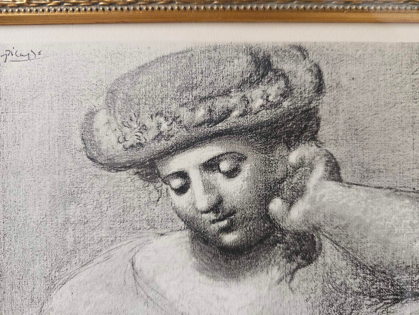 Original 1930 Pablo Picasso (1881-1973) "Femme Au Chapeau" Gallery Framed Lithograph W/COA