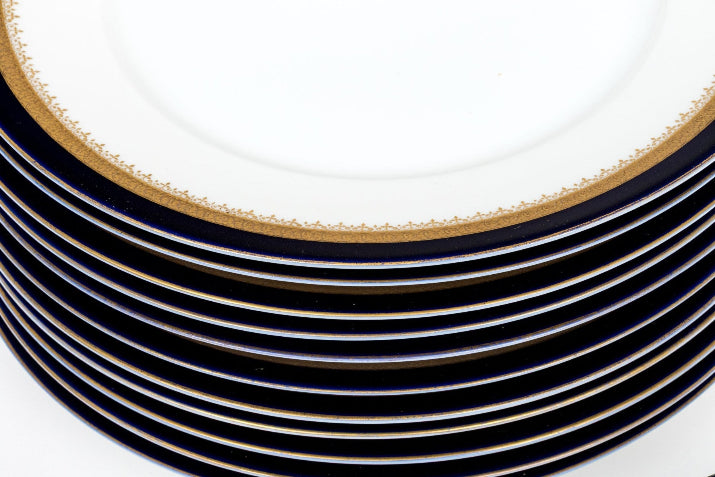 Fabulous Collection of Twelve Rosenthal Cobalt Trimmed Porcelain Plates