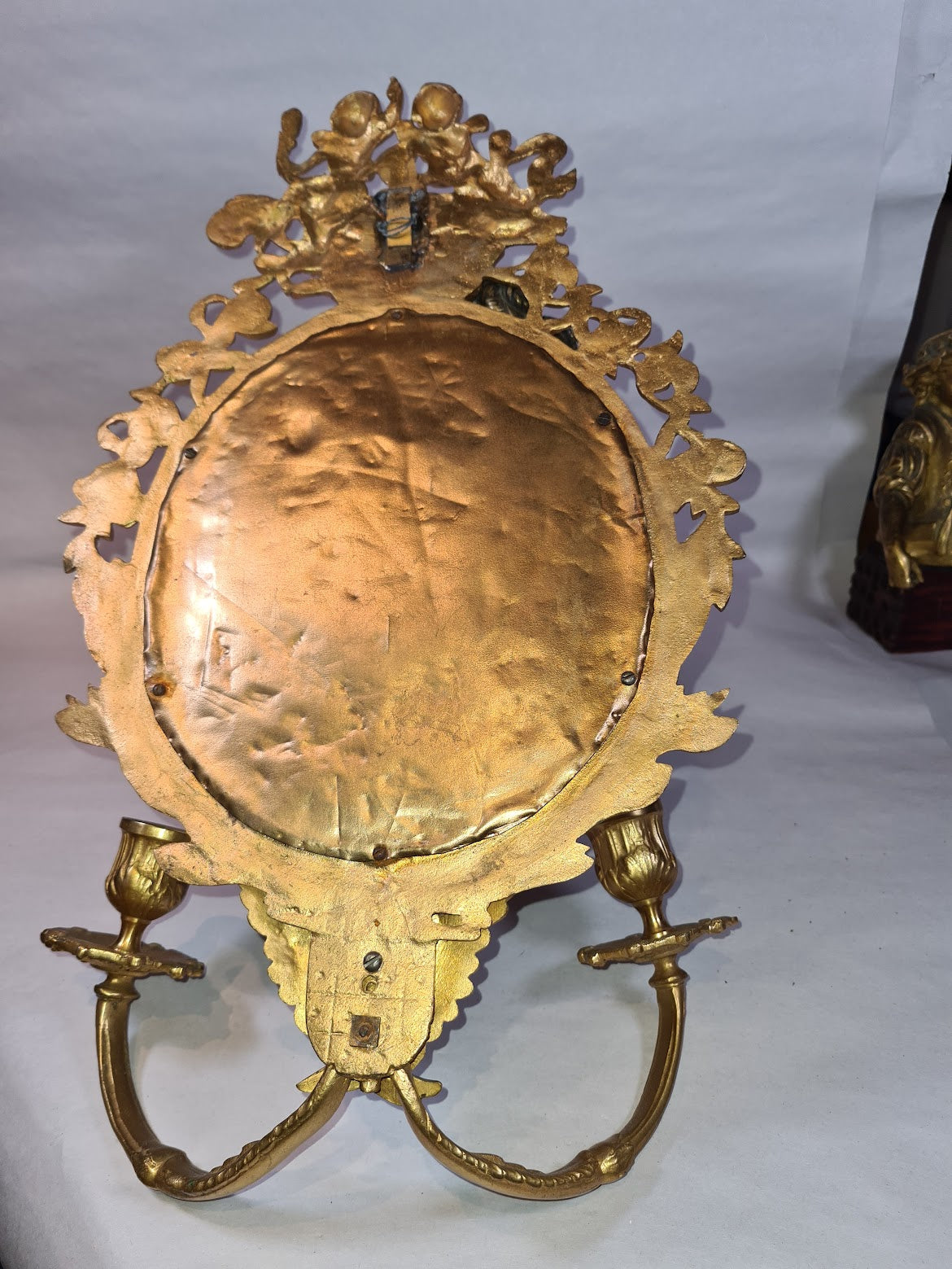 Beautifully Ornate Gilt Brass Sconce / Mirror (1/2)