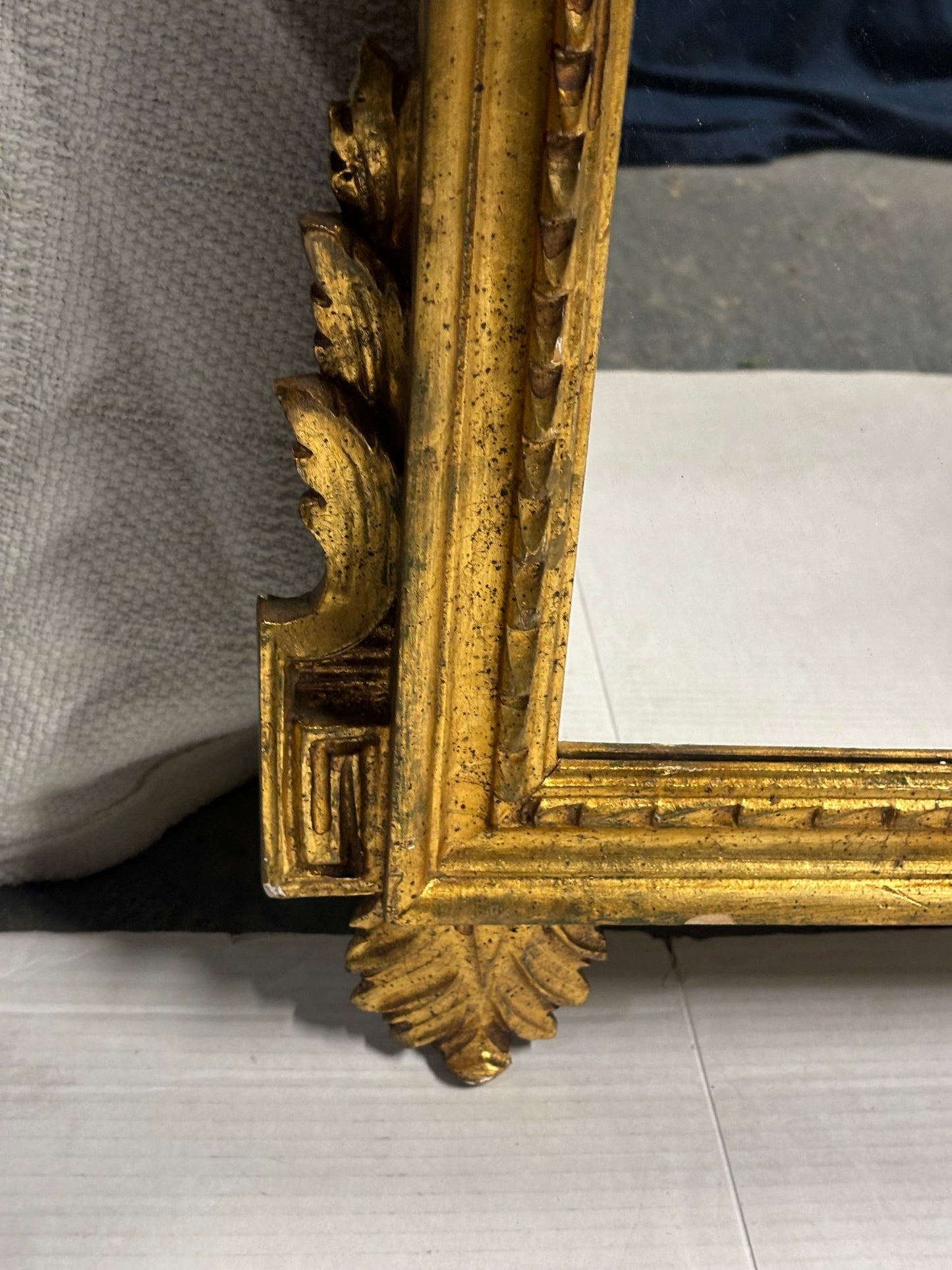 Beautifully Decorated Late 1800 Antique Carved Wooden Mirror, Large