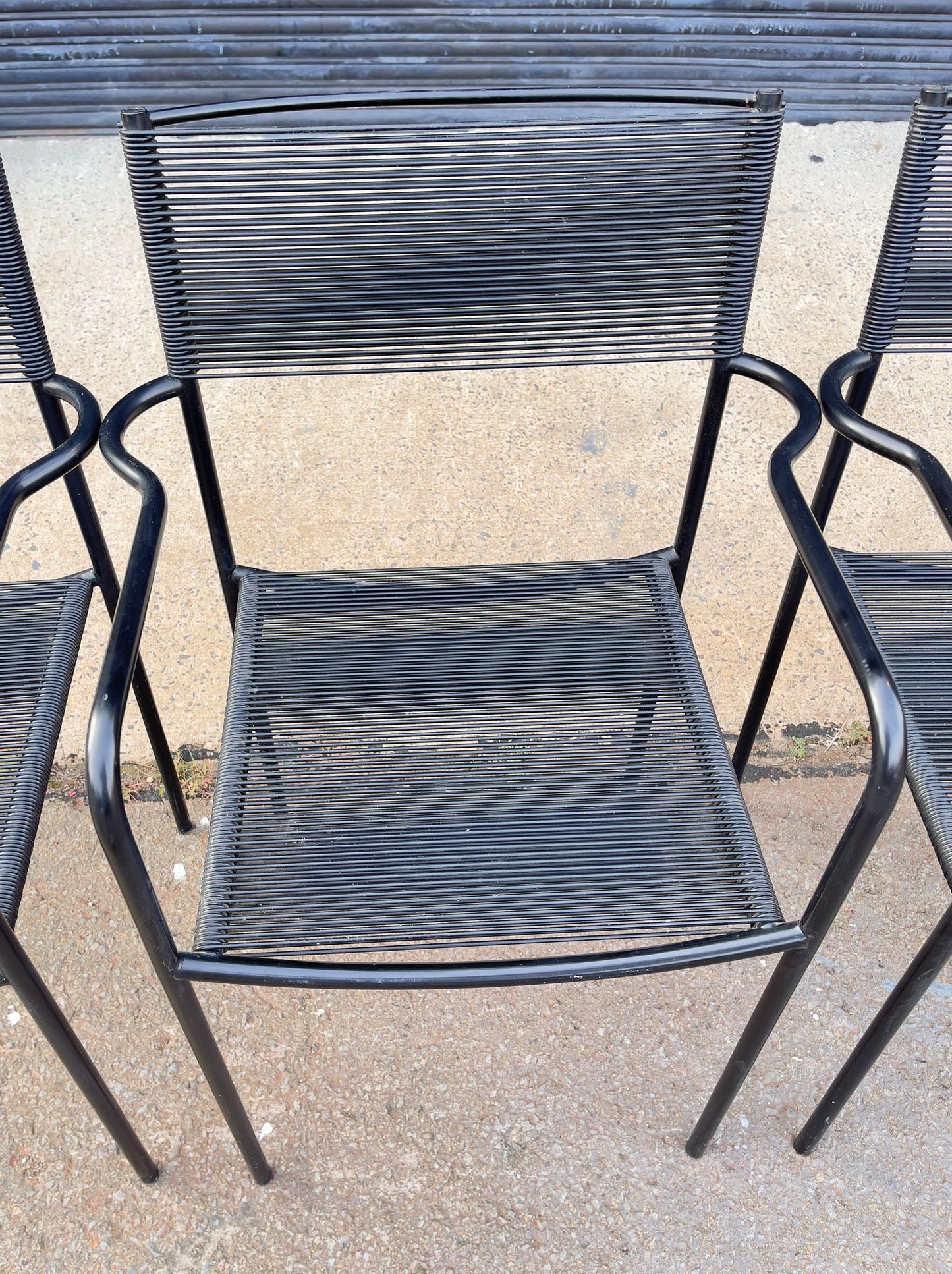 Vintage Italian Spaghetti Strap Armchairs - Set of 4