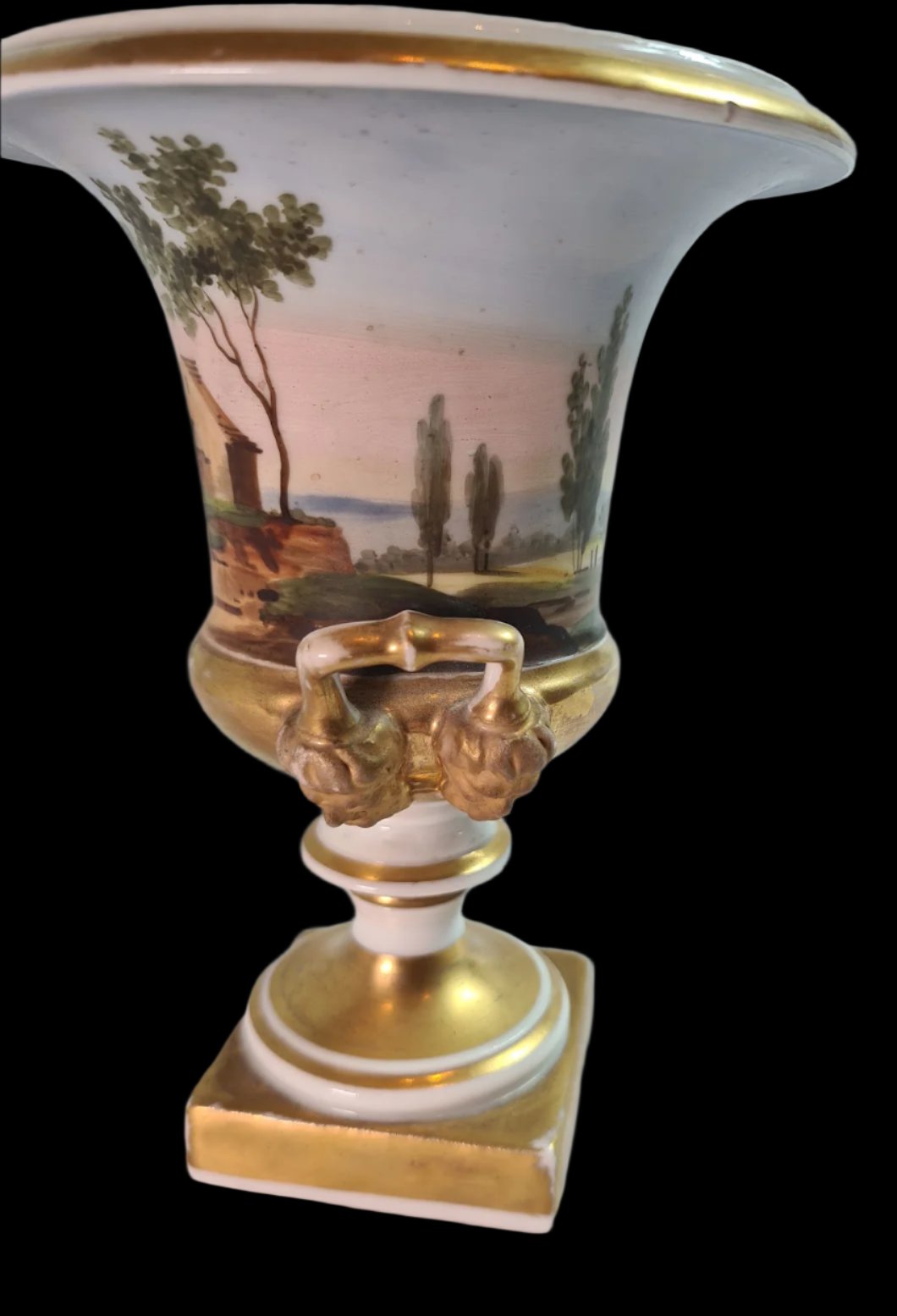 Antique 19th Century Urn, Porcelain de Paris Hand Painted and Gilded