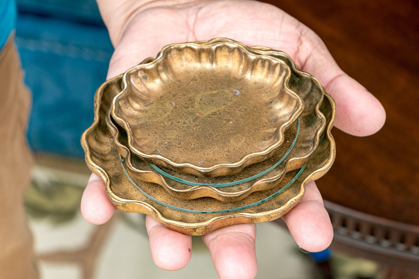 Vintage Tiffany Studios Bronze Collection Of Three Nut Bowls