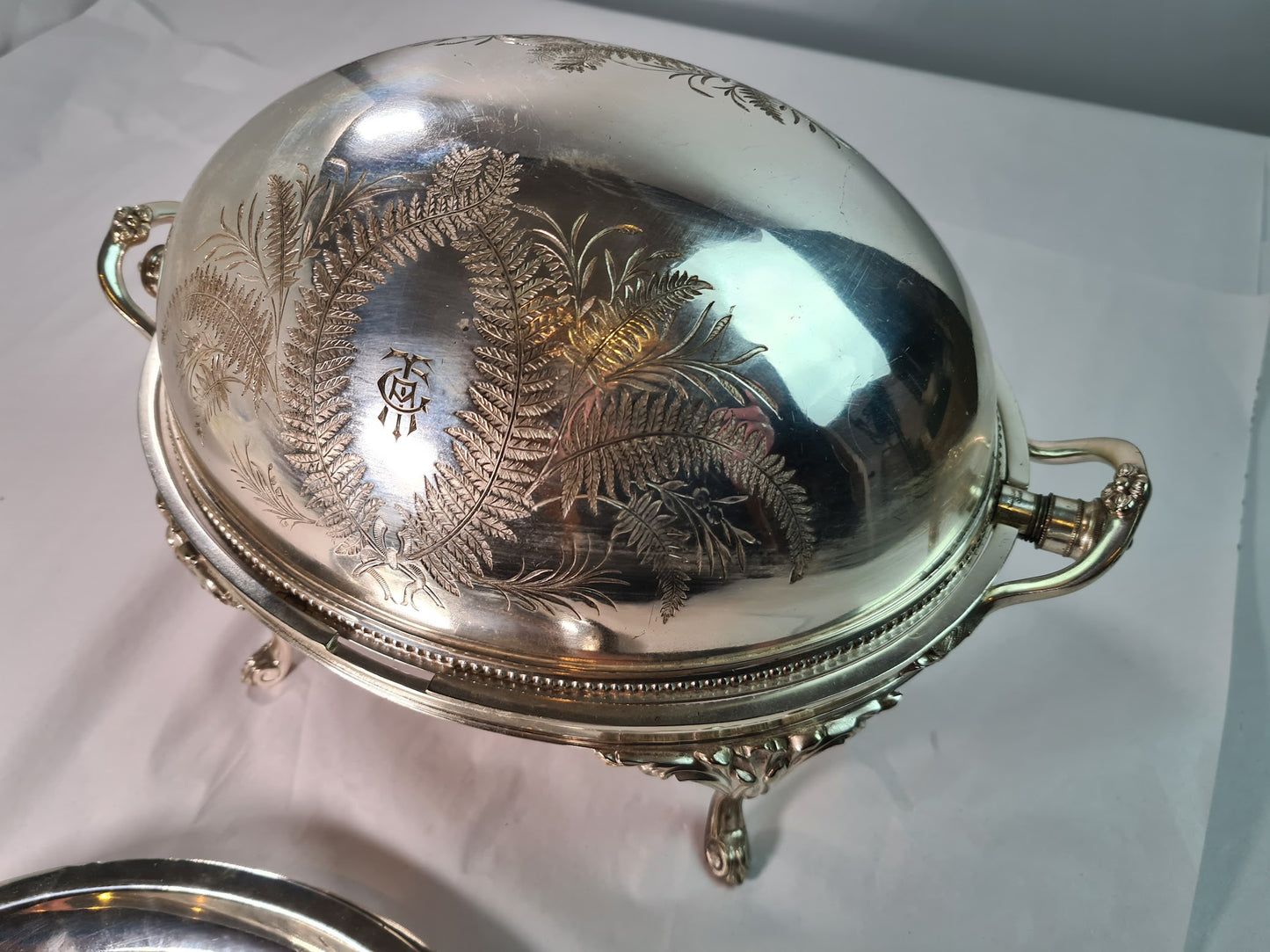 Elegant Silver Plated Revolving Dome Tureen Server, mid 1800
