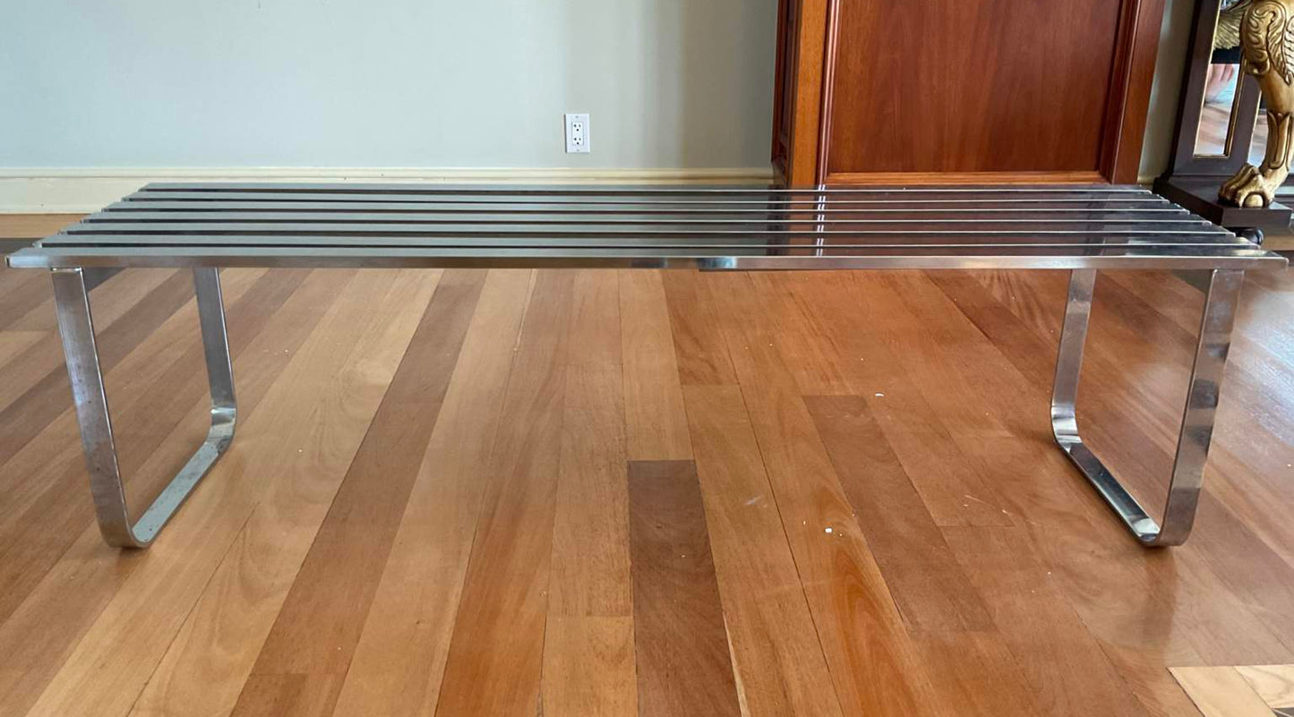Vintage Milo Baughman Chrome Slatted Coffee Table Bench for DIA