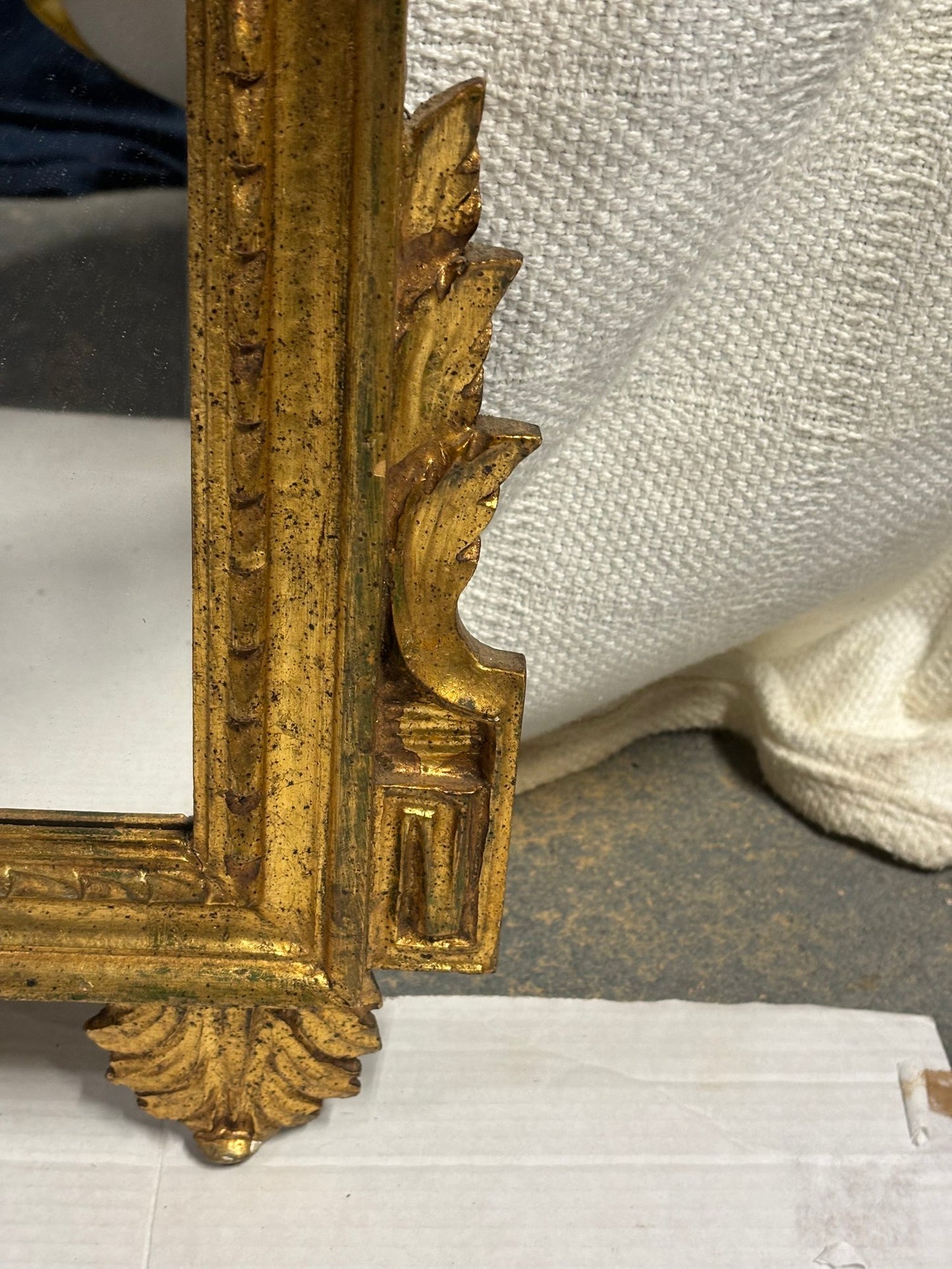 Beautifully Decorated Late 1800 Antique Carved Wooden Mirror, Large