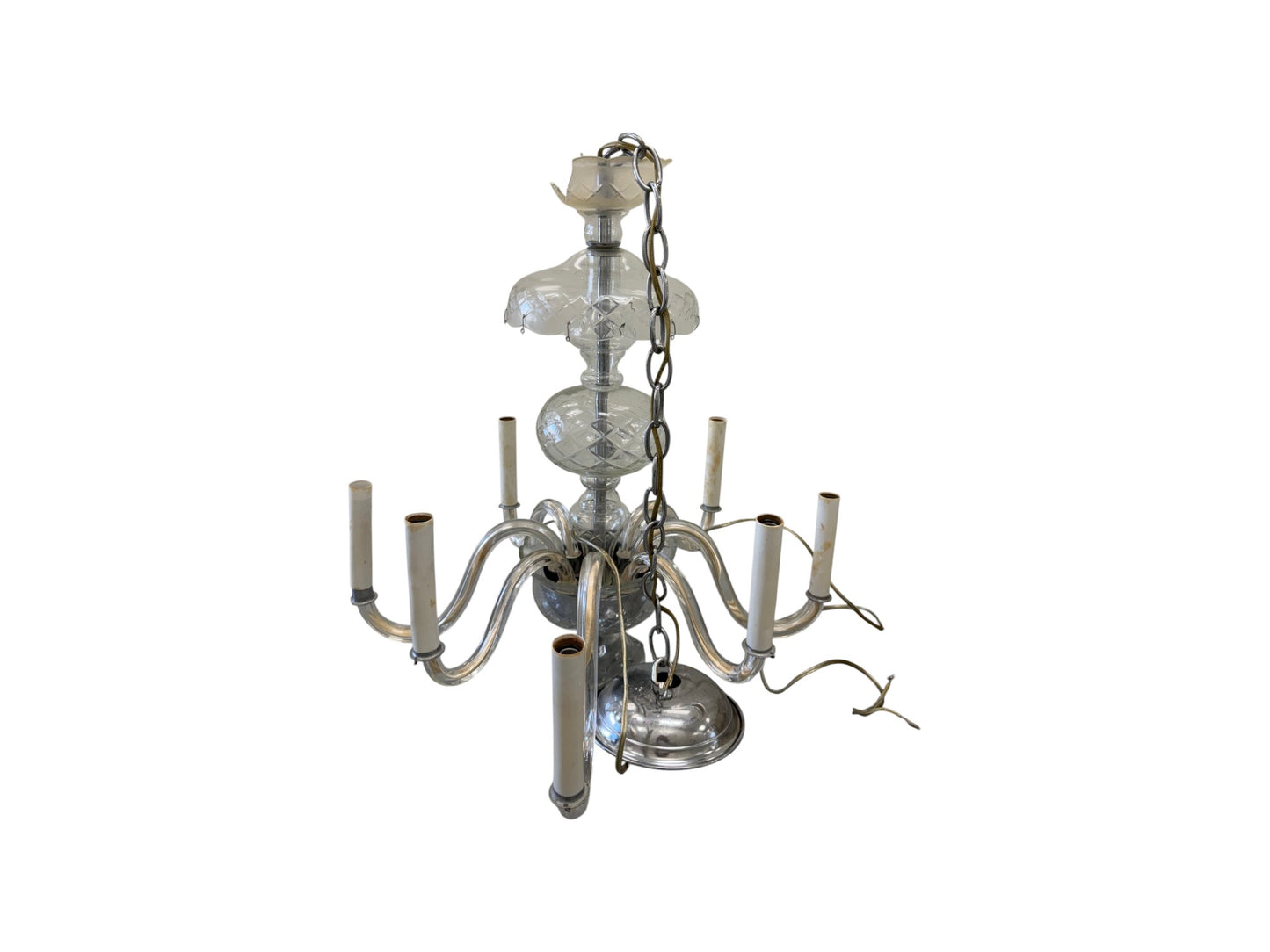 Vintage (1920s) Italian Murano Crystal Glass Chandelier with 8 arms.