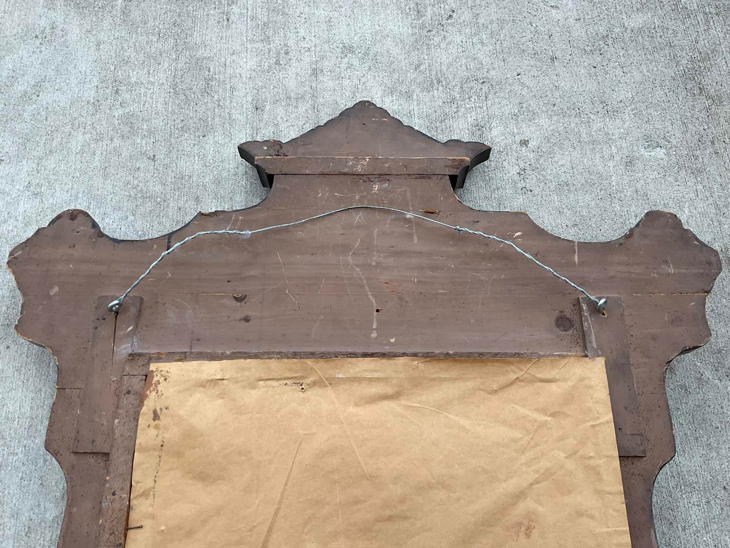 Vintage Hand Painted Wood Hall Mirror with Hooks