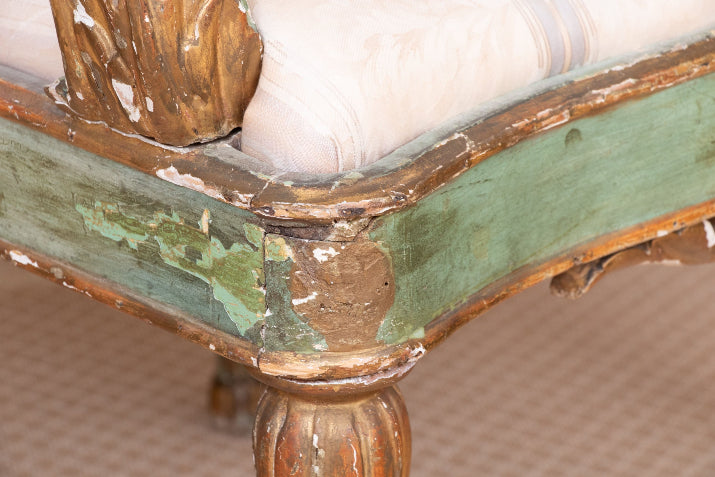 Authentic 18th Century Venetian Carved Wood And Gesso Hall Chair