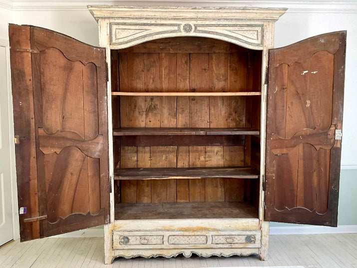 Large Authentic Antique French Provincial Armoire Early 1800