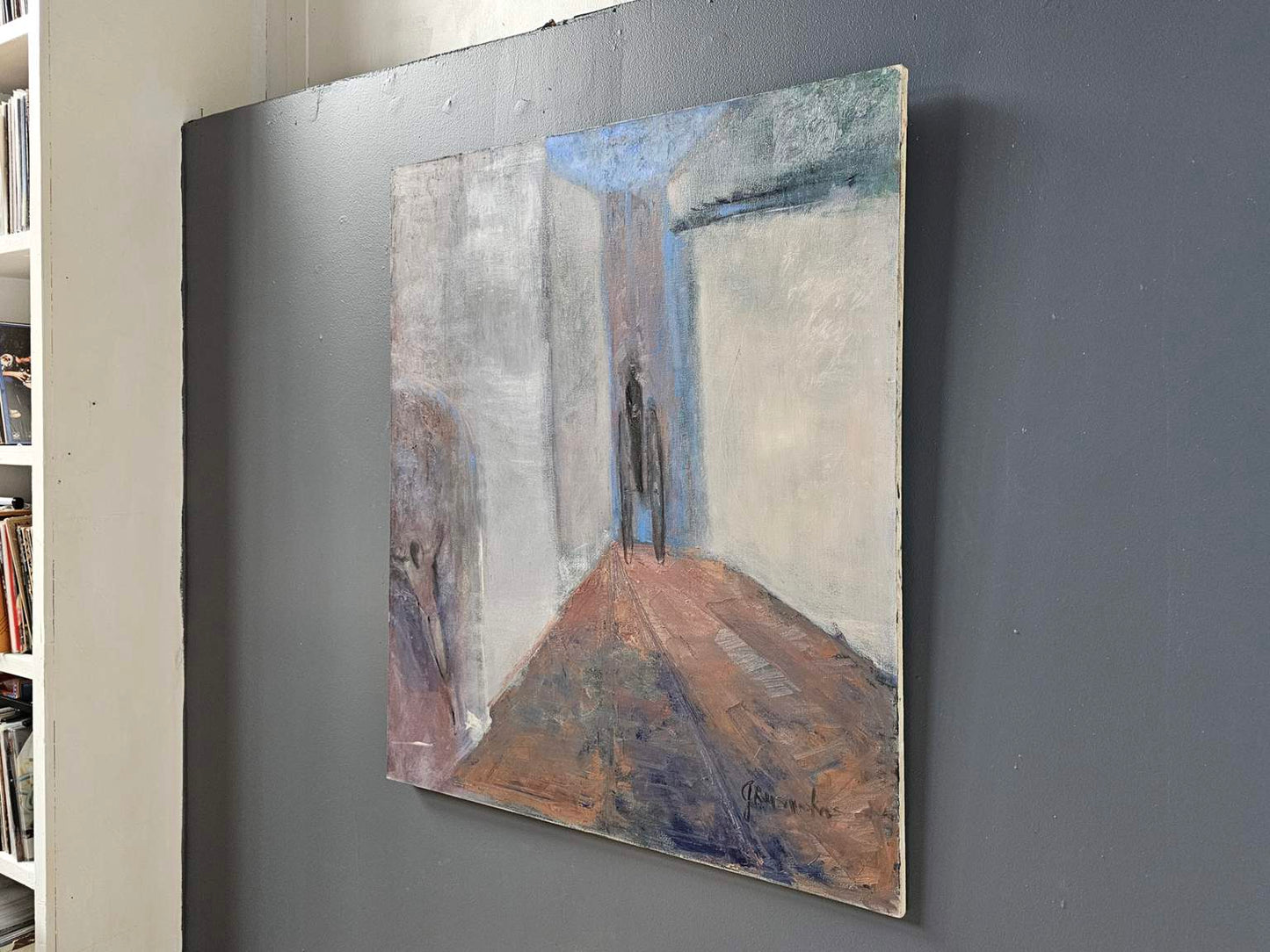 Large 60's Signed Original Modernist Oil On Canvas