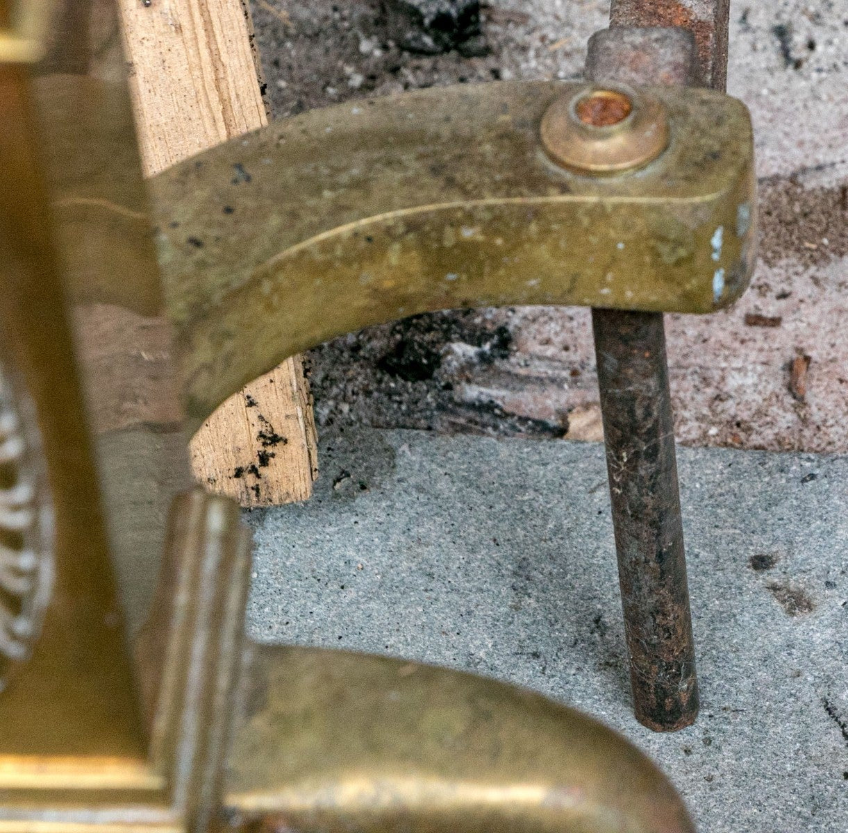 A wonderful collection of antique brass fireplace accessories