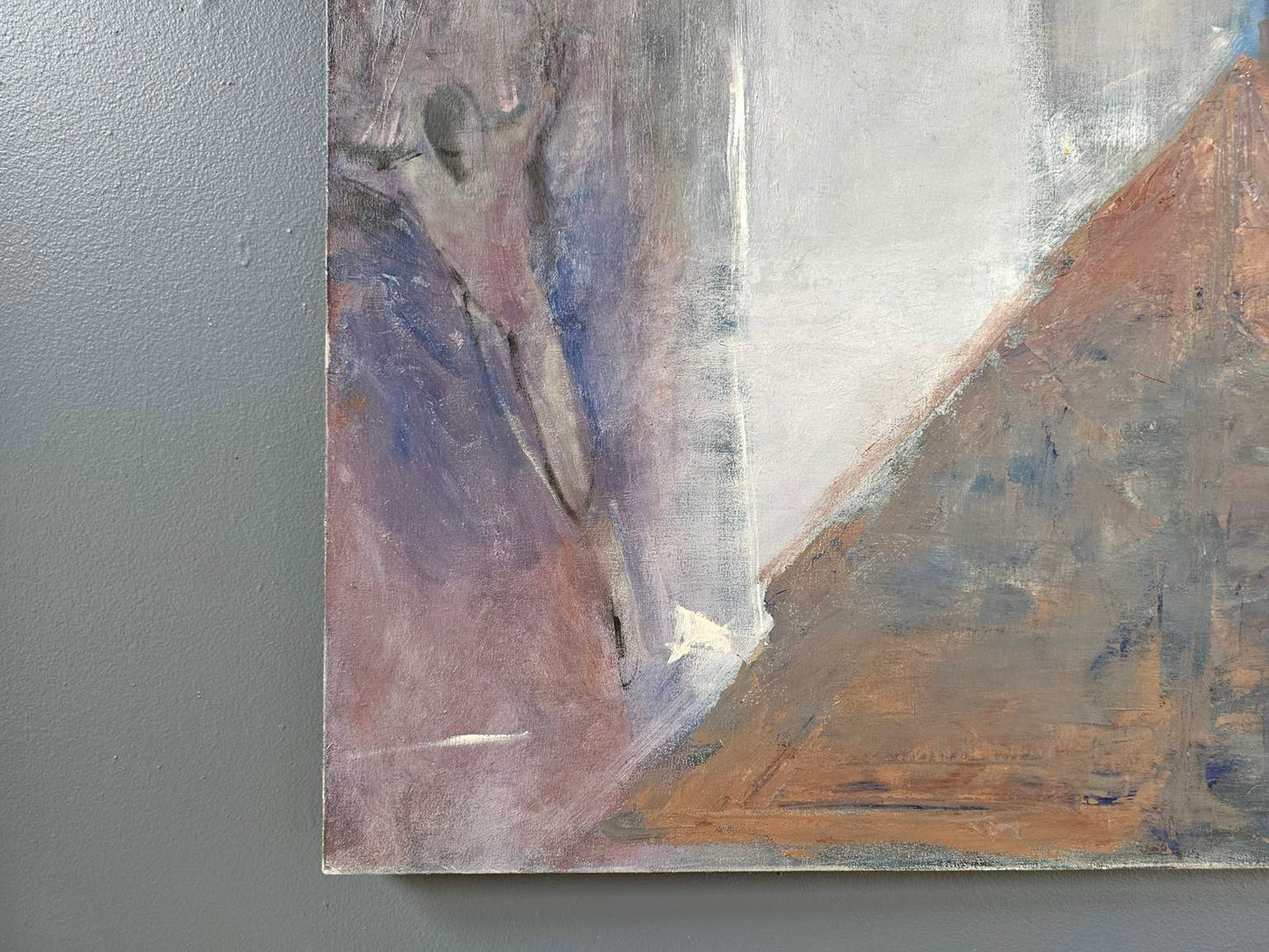 Large 60's Signed Original Modernist Oil On Canvas