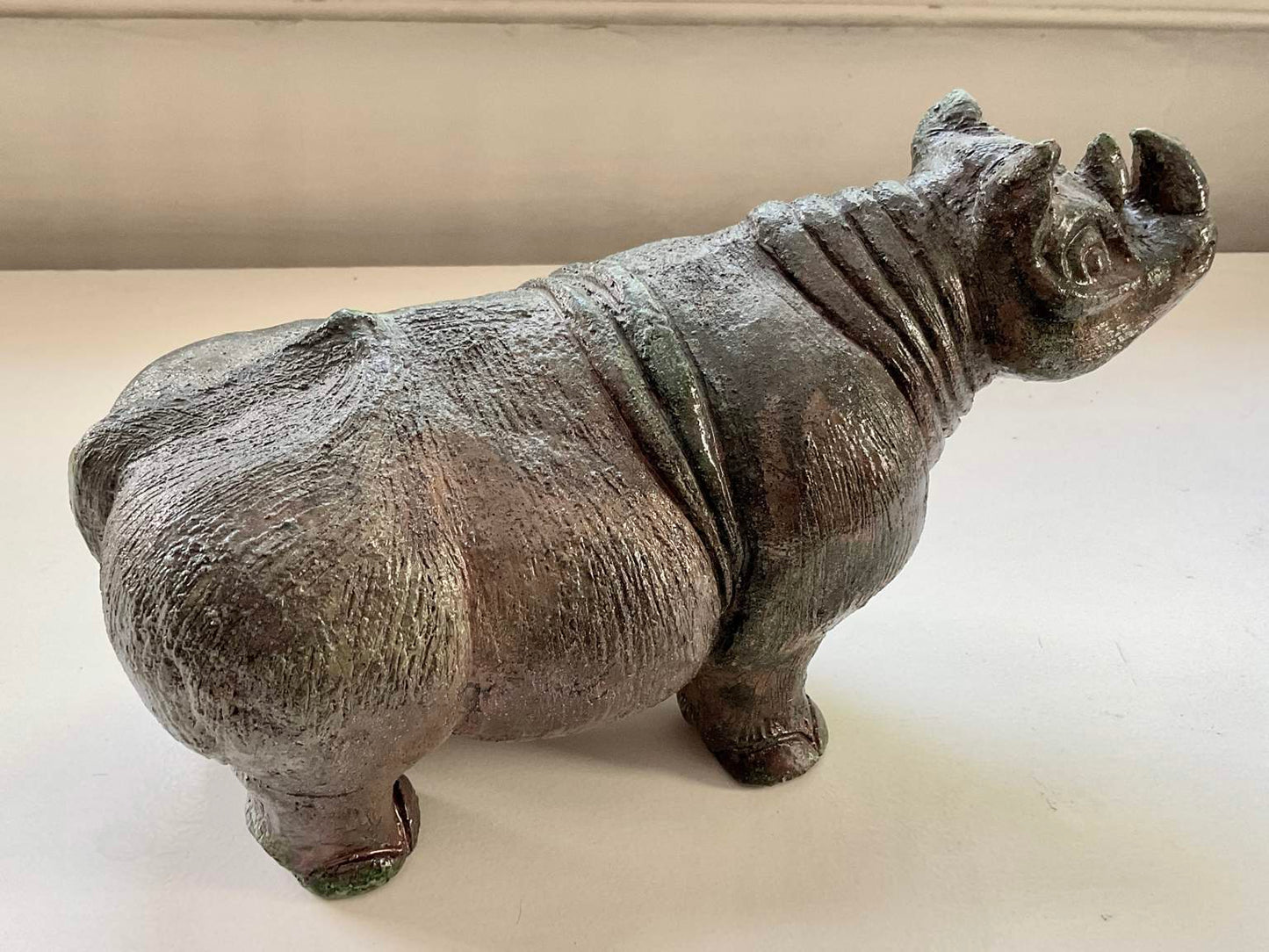 Vintage Rhinoceros Scultpure, Signed