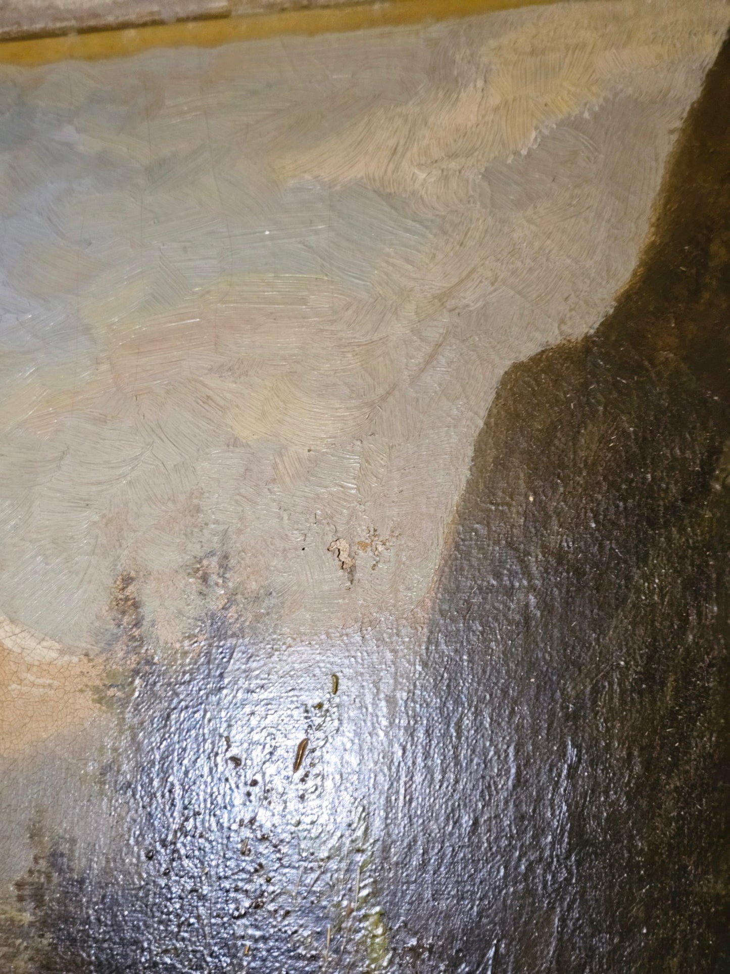 Very Large Antique Mountain Landscape Painting, Oil on Canvas, c. 1900, Antique Frame